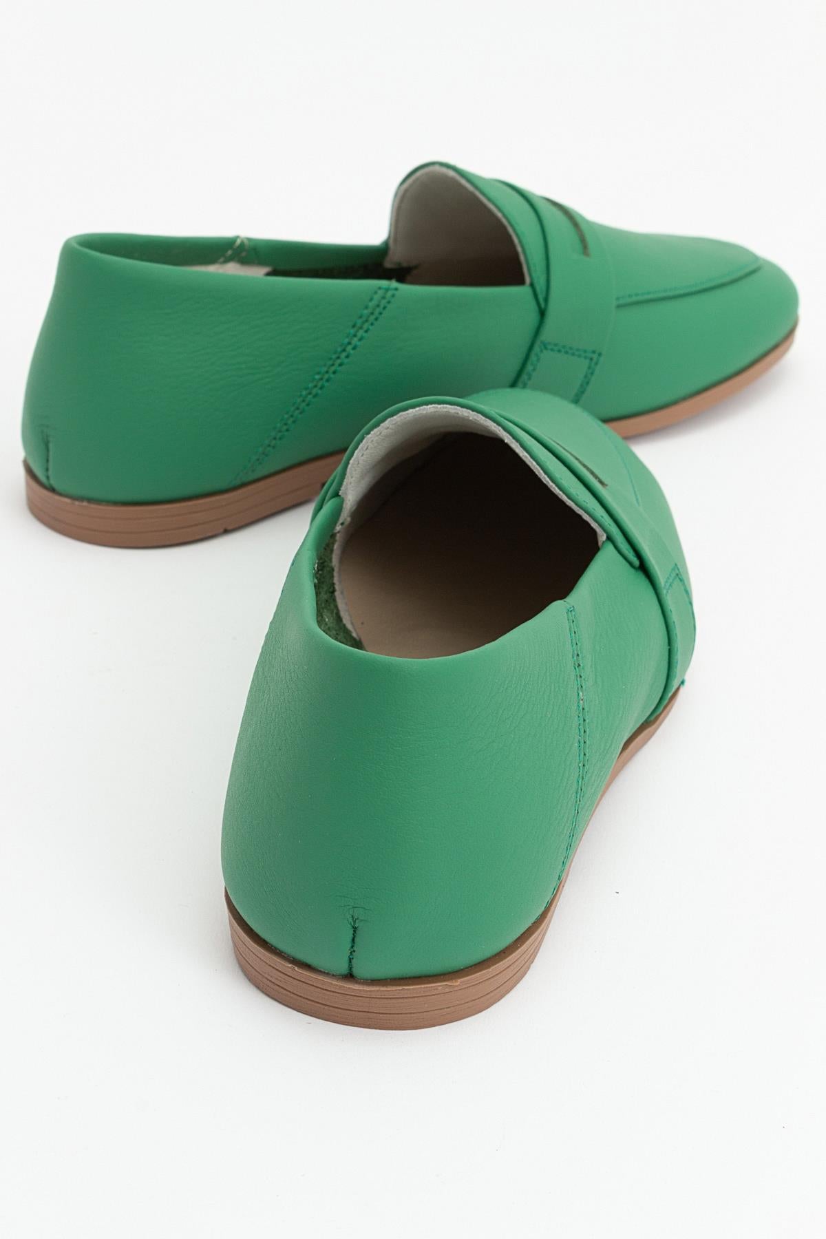F05 - Green Genuine Leather Loafer (Women)