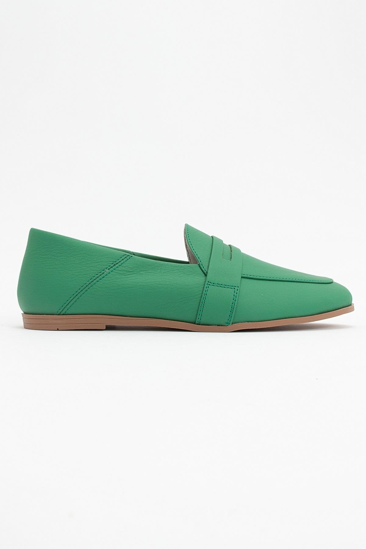 F05 - Green Genuine Leather Loafer (Women)