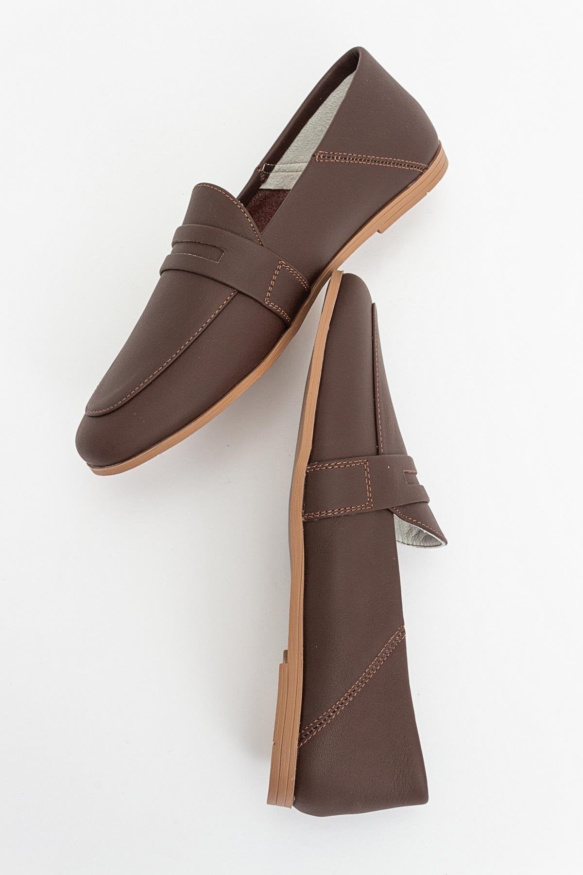 F05 - Brown Genuine Leather Loafer (Women)