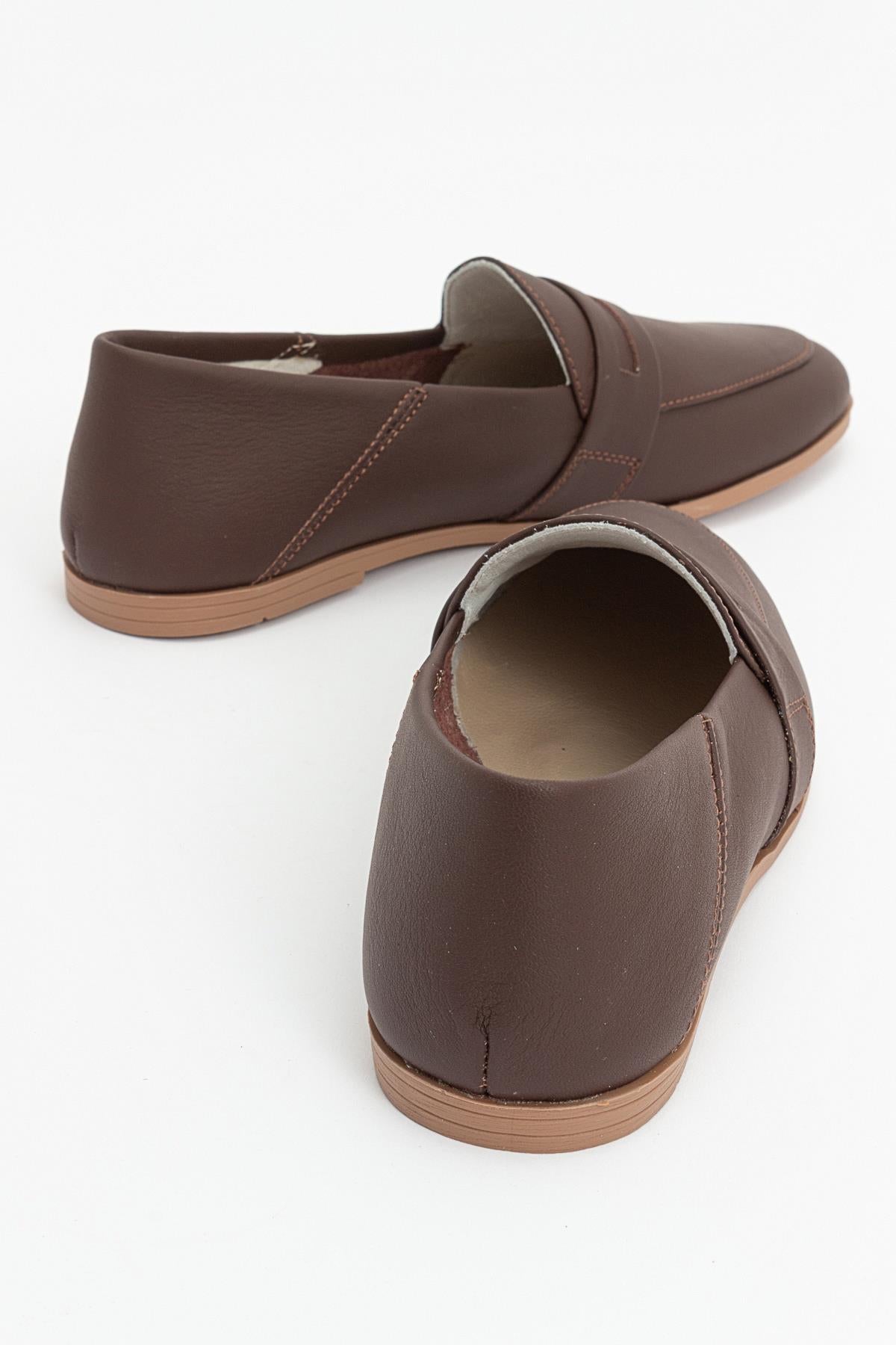 F05 - Brown Genuine Leather Loafer (Women)