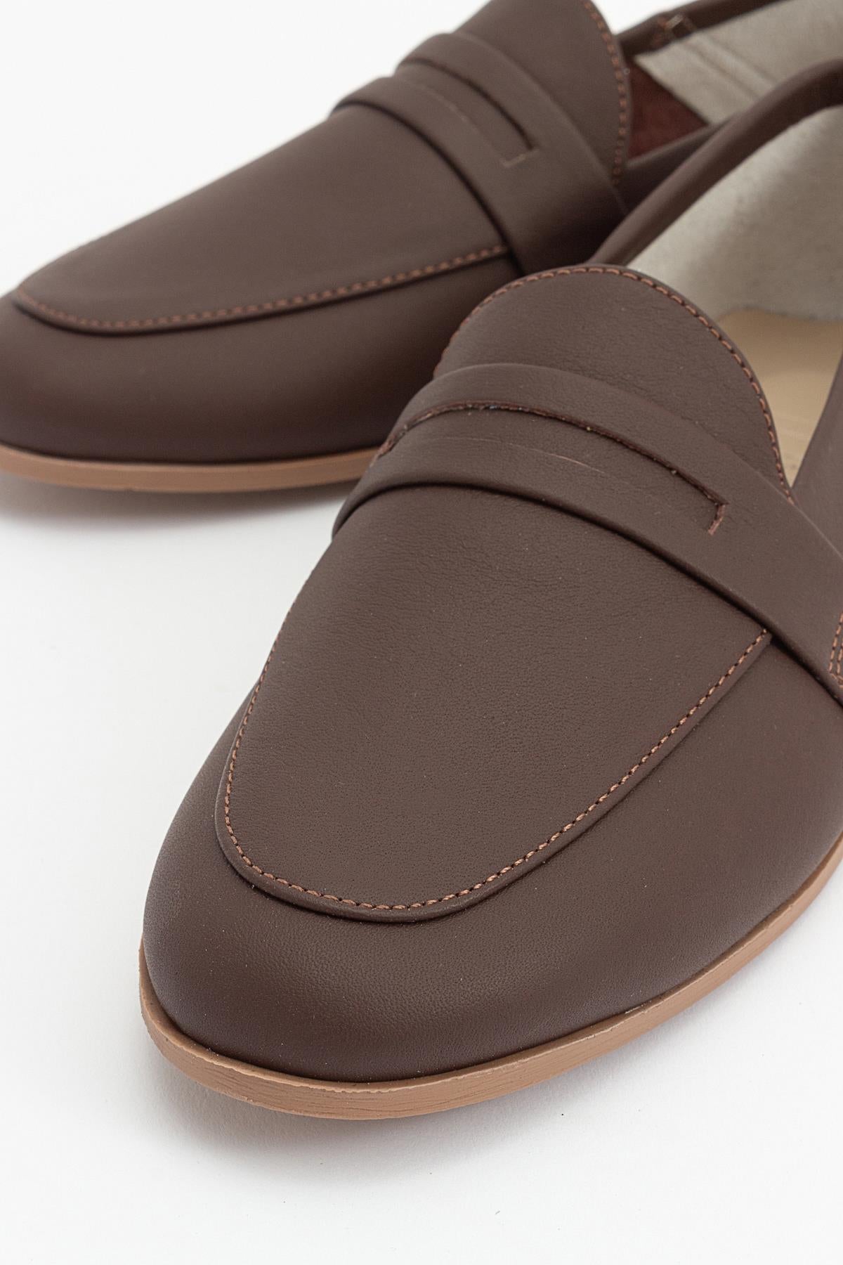 F05 - Brown Genuine Leather Loafer (Women)