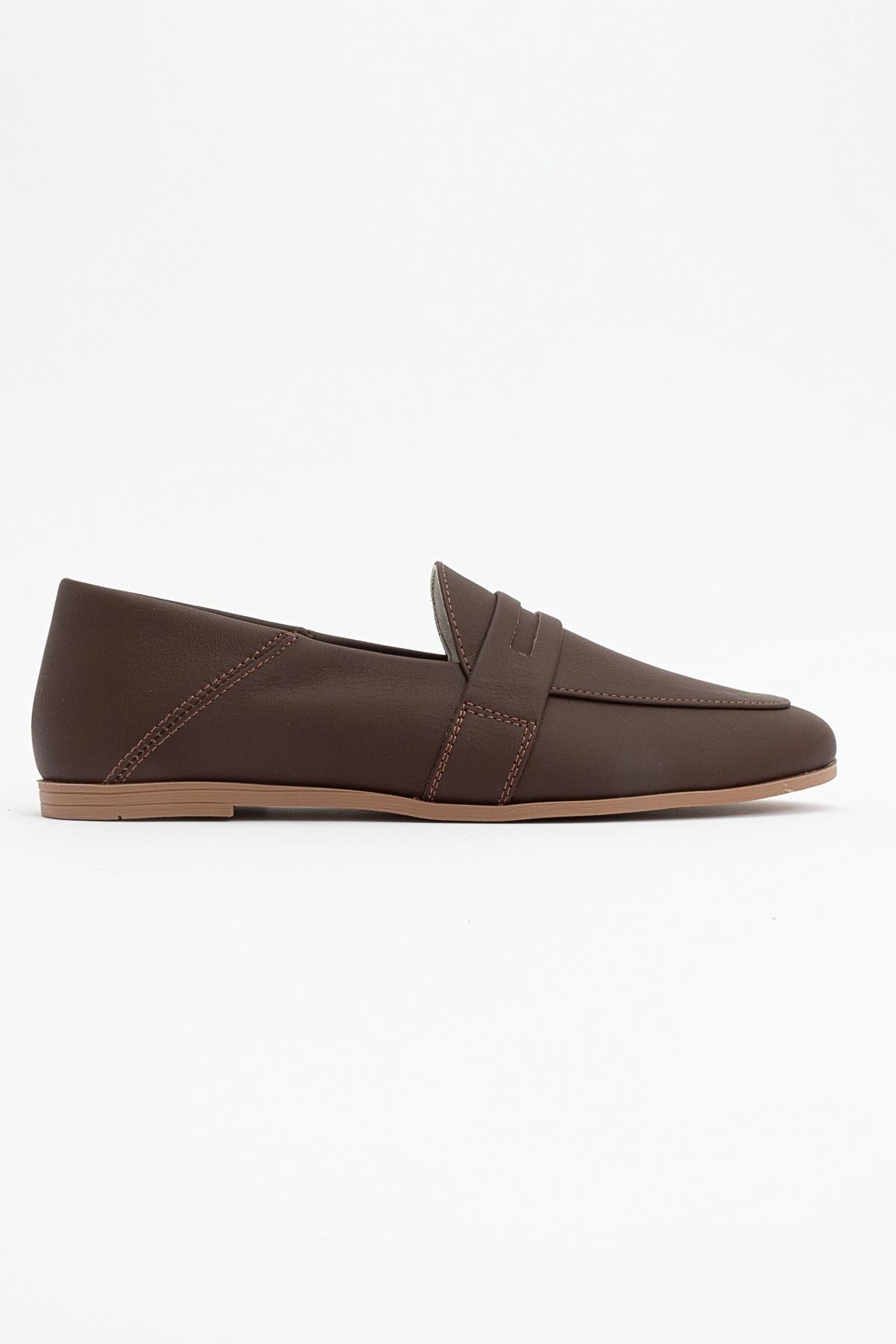 F05 - Brown Genuine Leather Loafer (Women)