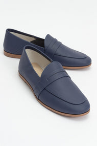 F05 - Navy Genuine Leather Loafer (Women)