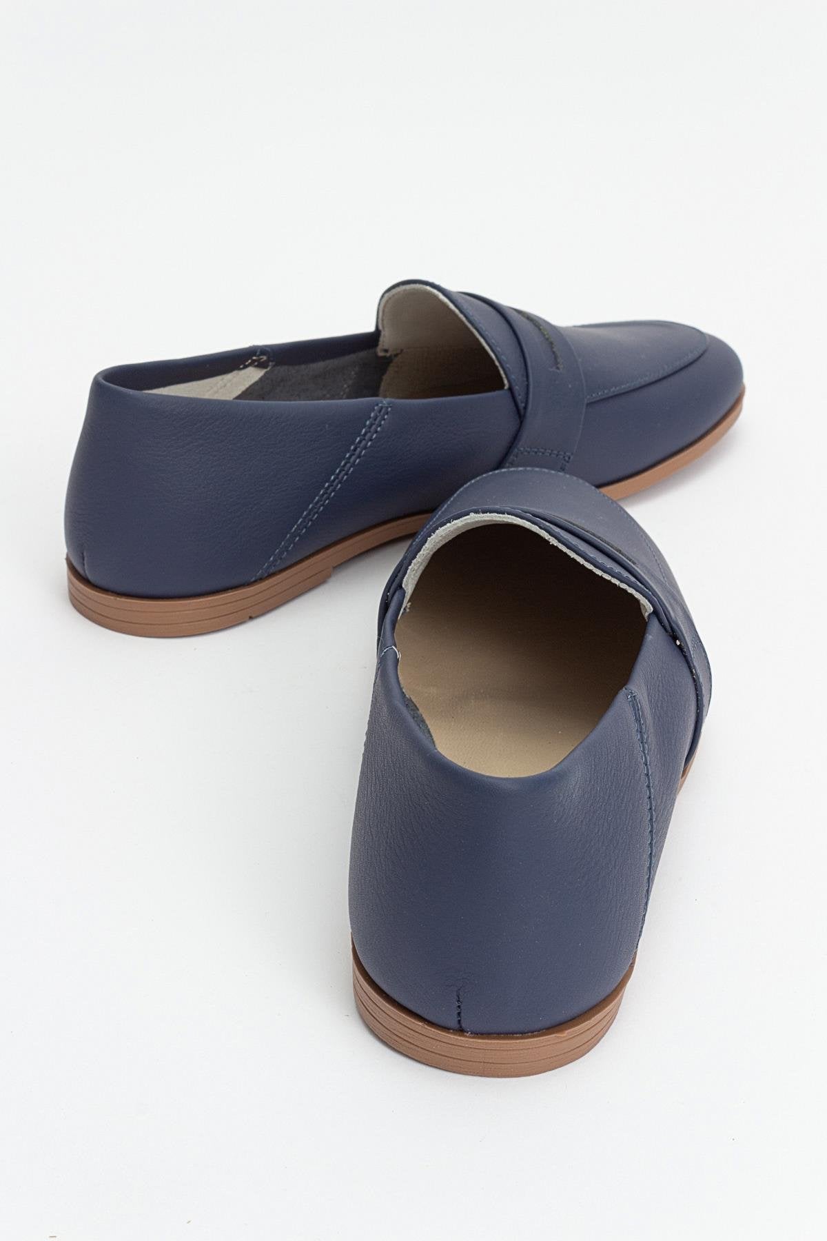 F05 - Navy Genuine Leather Loafer (Women)
