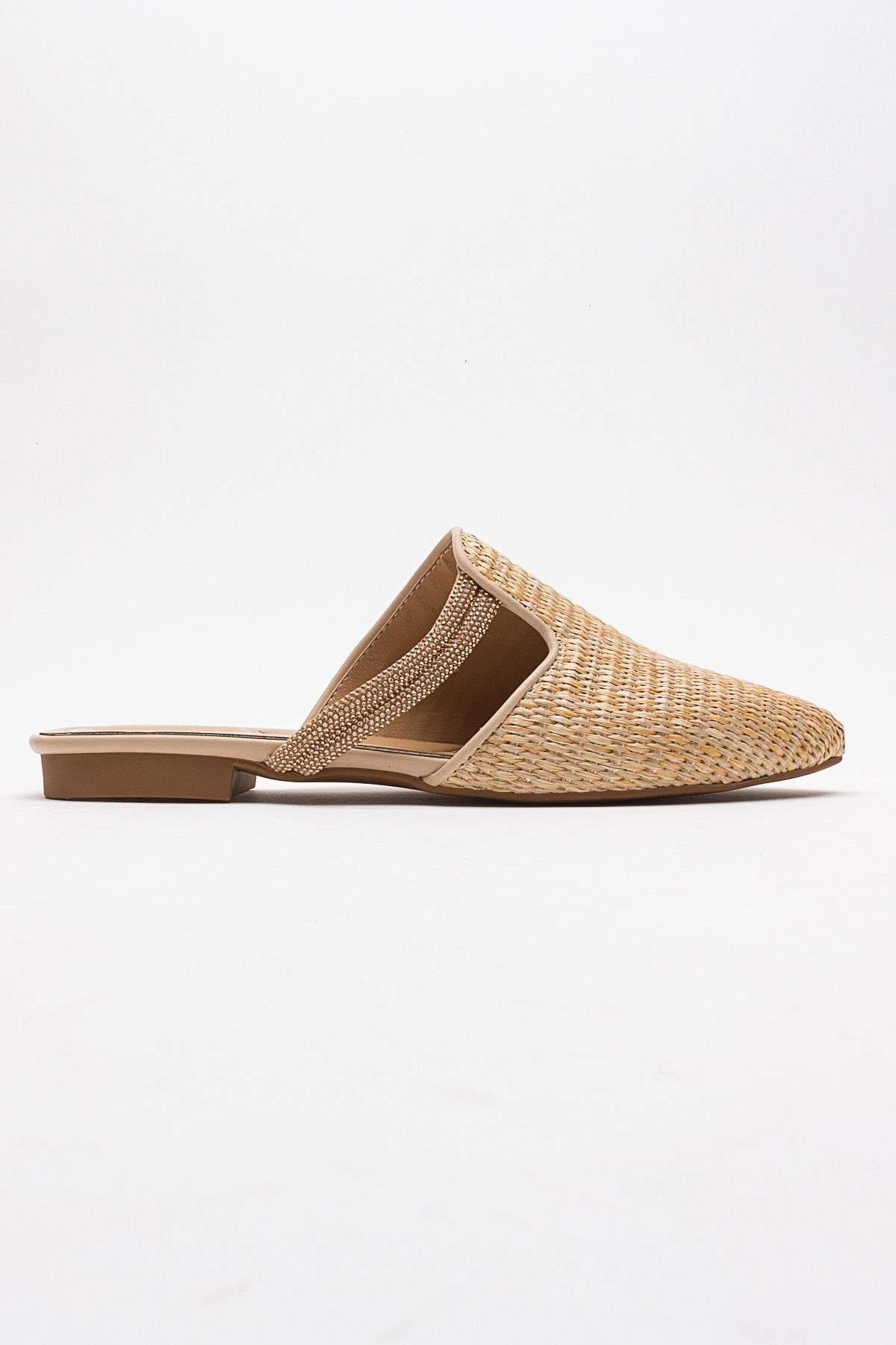 Pesa - Cream Woven Embellished Slide (Women)