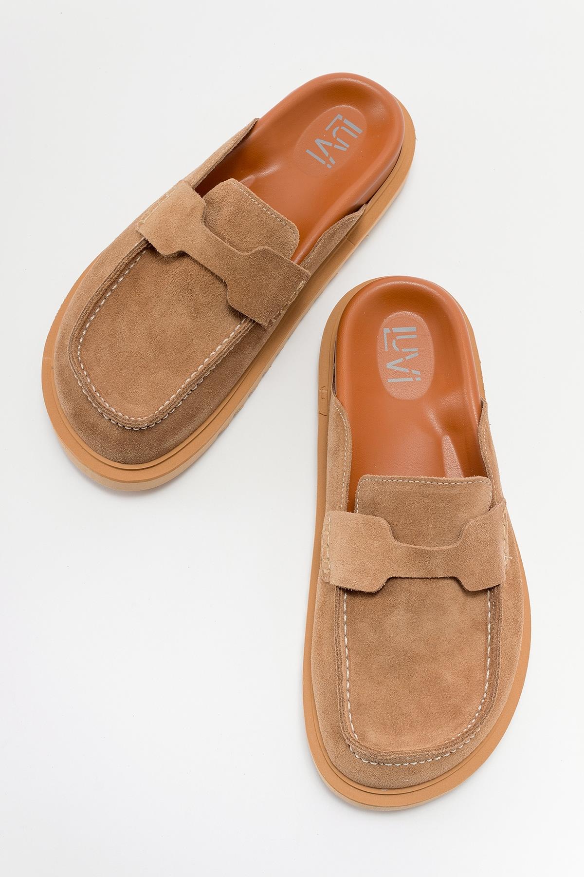 Laven - Cognac Brown Suede Leather Clogs (Women)