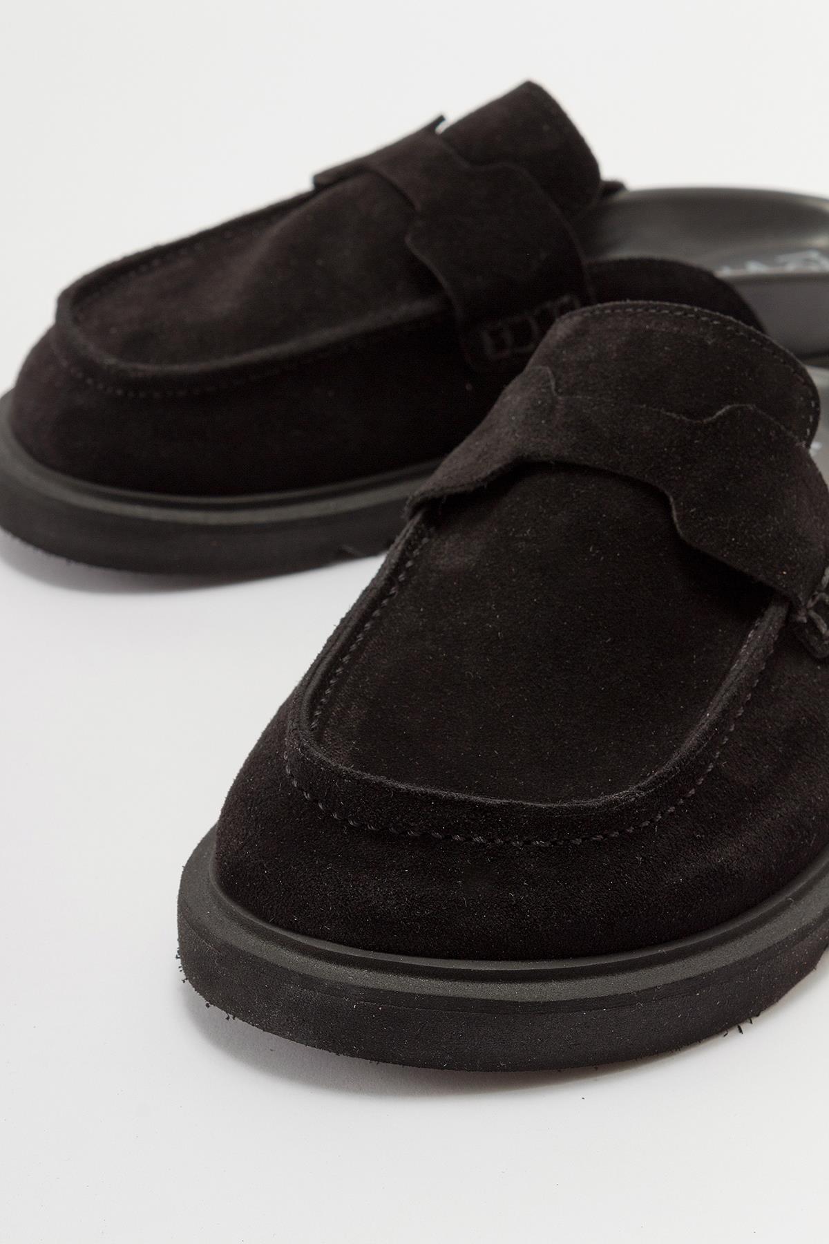 Laven - Black Suede Leather Clogs (Women)