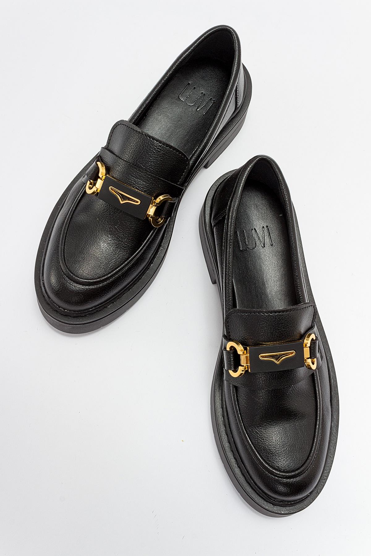 Simone - Black Bit Platform Loafers