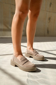Josie - Beige Suede Loafers