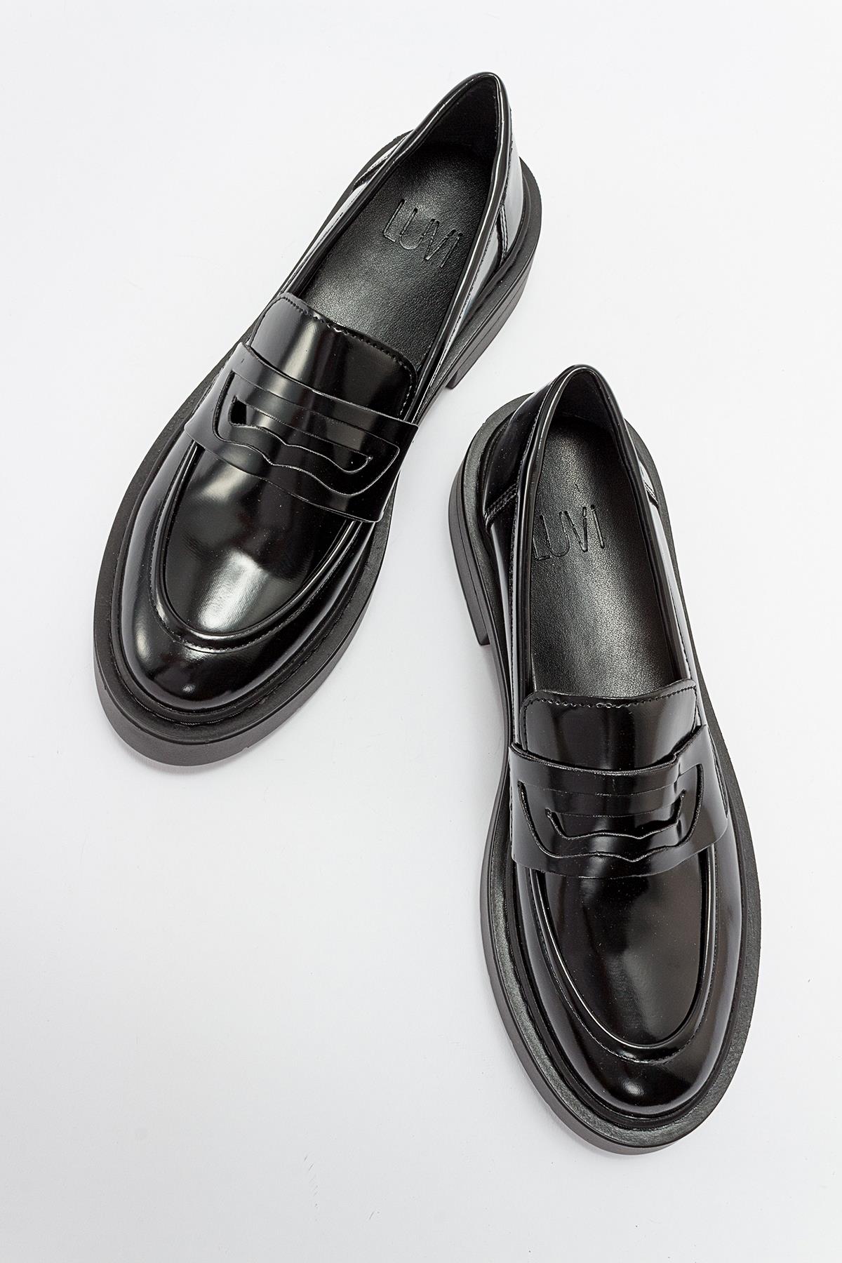 Josie - Black Patent Platform Loafers