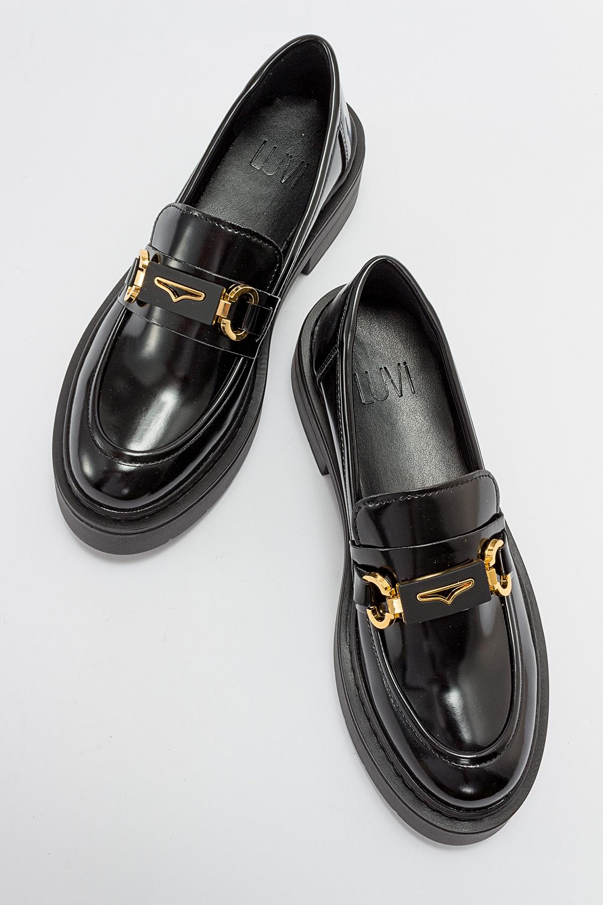 Simone - Black Patent Bit Platform Loafers