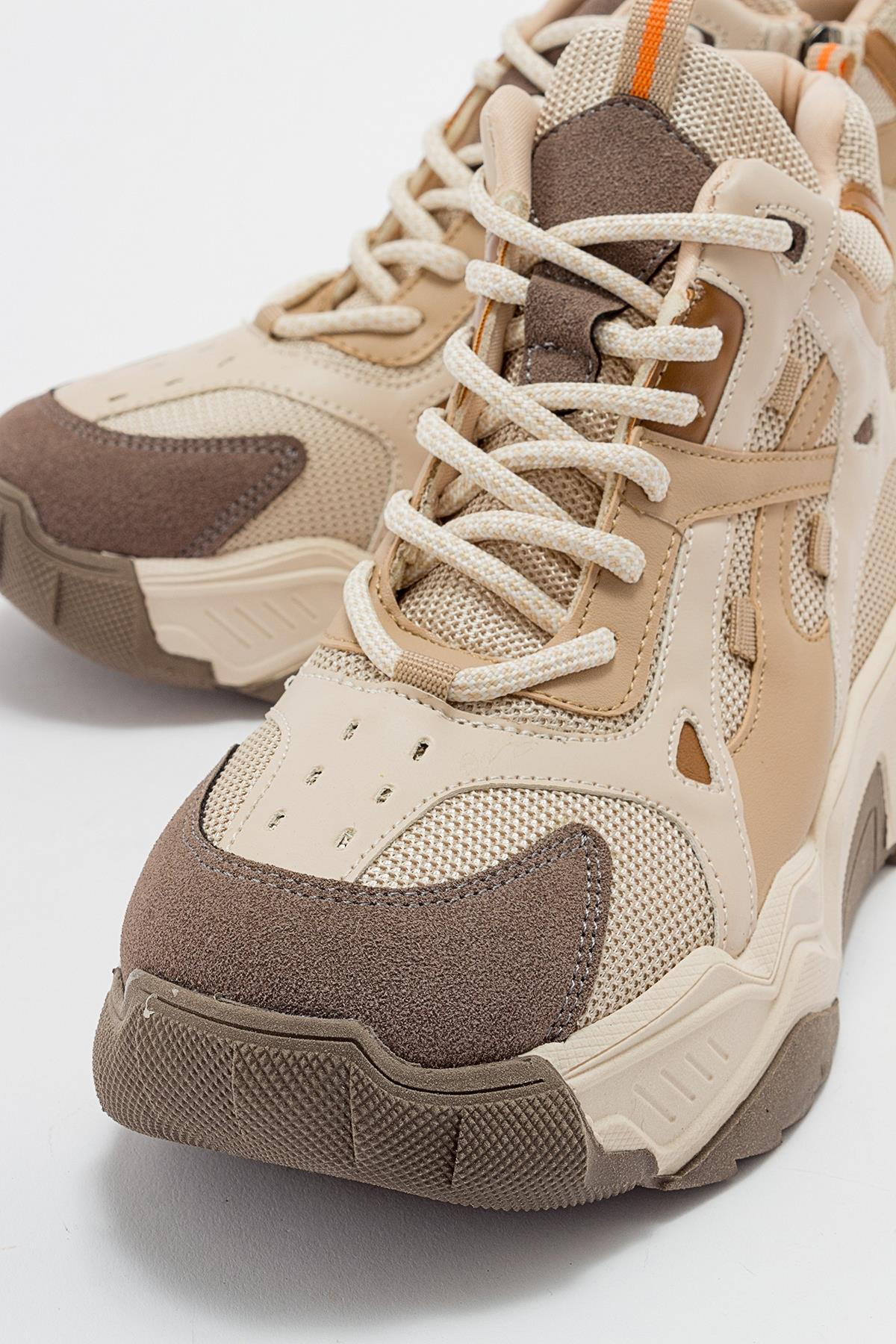 Lowel Beige-Brown Sneaker Boot (Women)