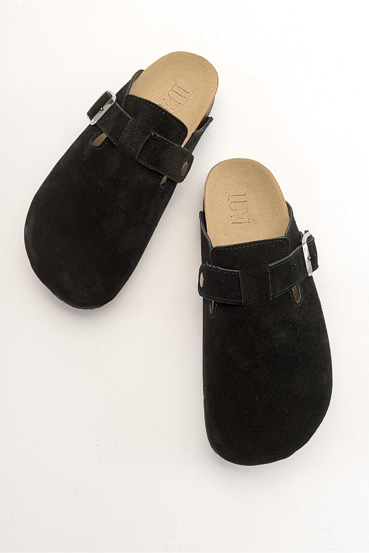Gons - Black Suede Leather Clogs (Women)