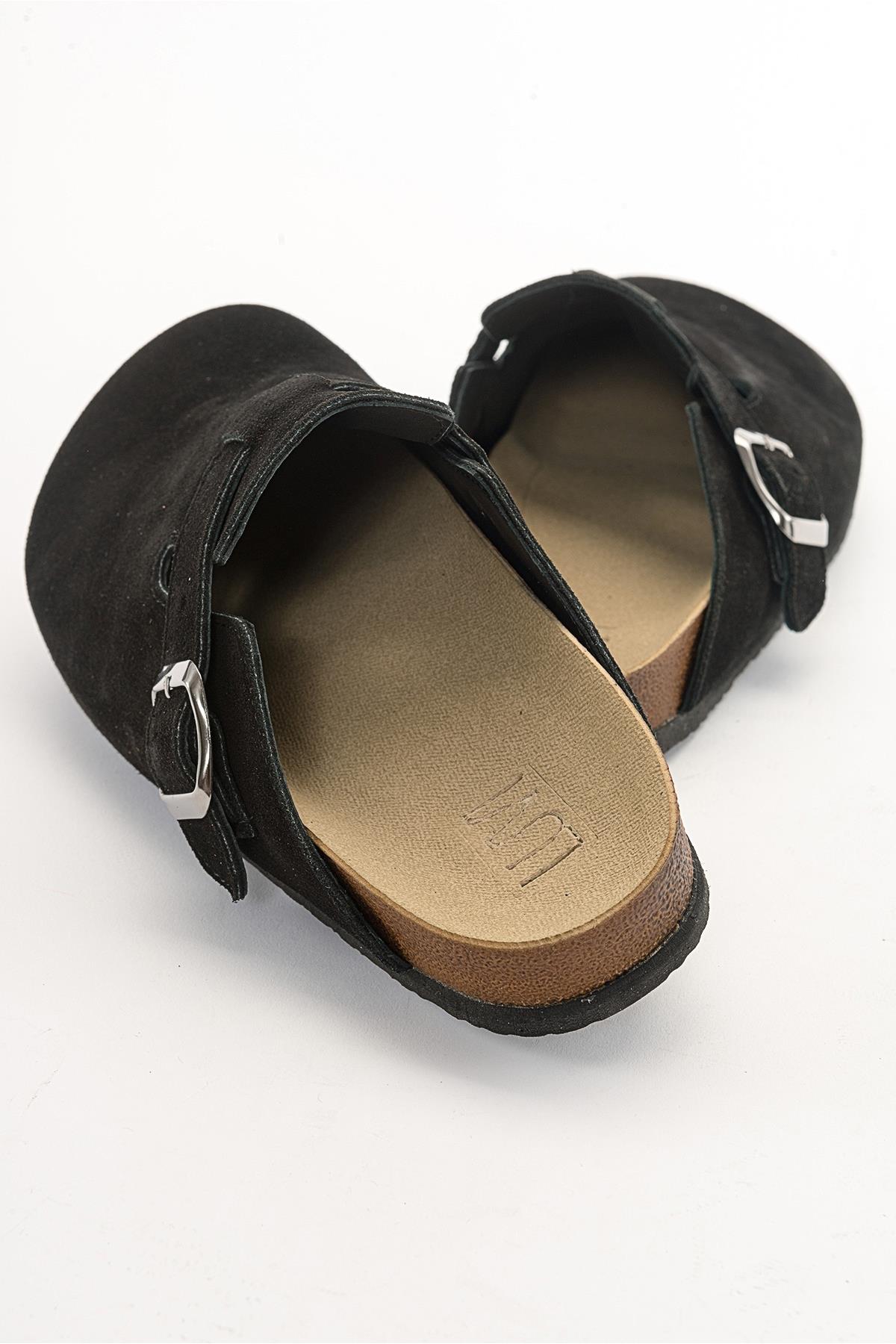 Gons - Black Suede Leather Clogs (Women)