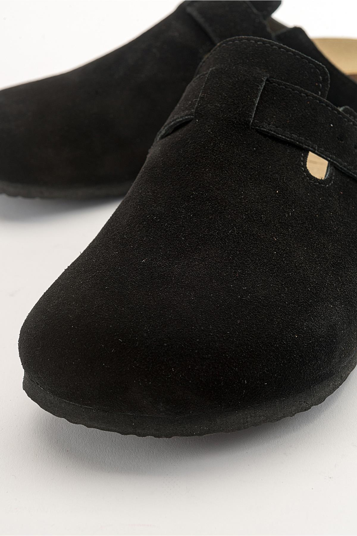 Gons - Black Suede Leather Clogs (Women)