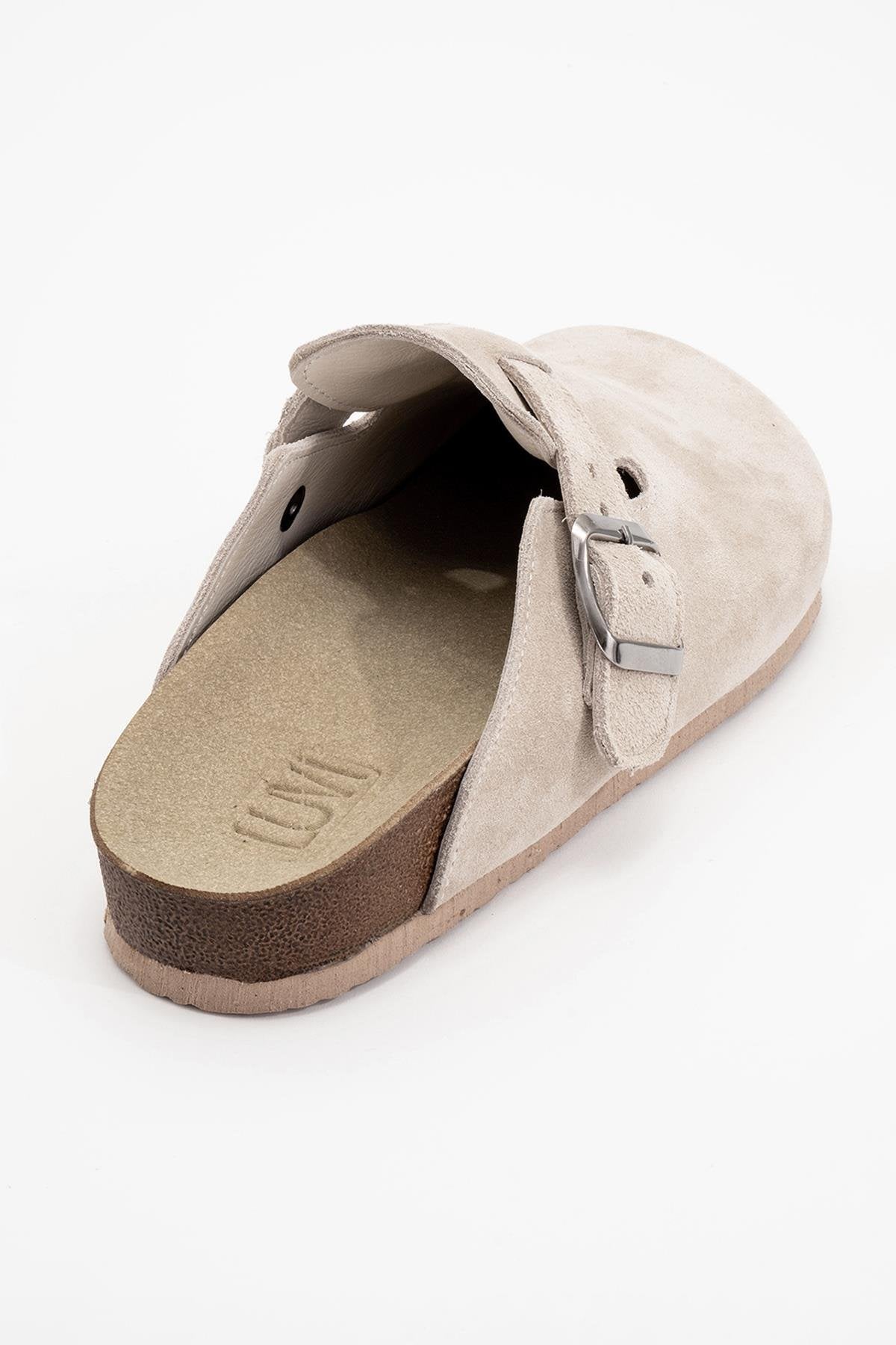 Gons - Beige Suede Leather Clogs (Women)