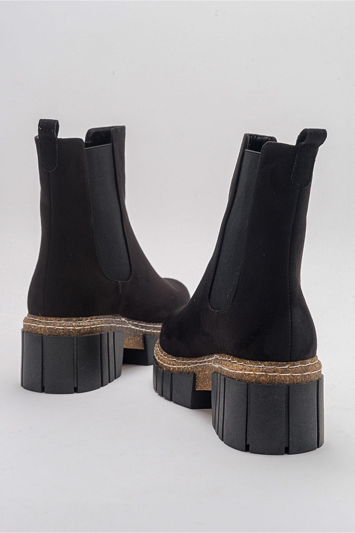 Luz Black Suede Block Heel Boot (Women)