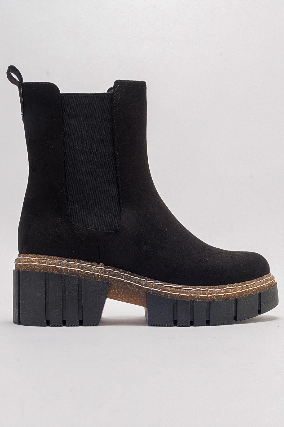 Luz Black Suede Block Heel Boot (Women)