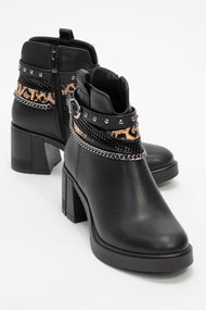 Boliva - Black Belted Chain Boot (Women)