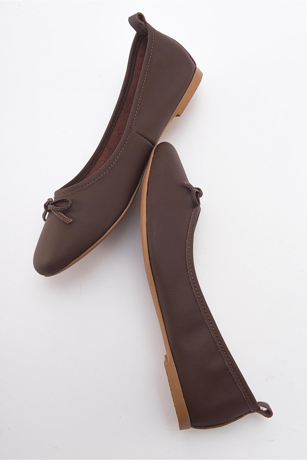 Florence - Dark Brown Leather Ballerina Flats (Women)