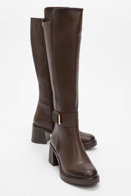 Moreni - Cognac Block Heel Knee-High Boot (Women)