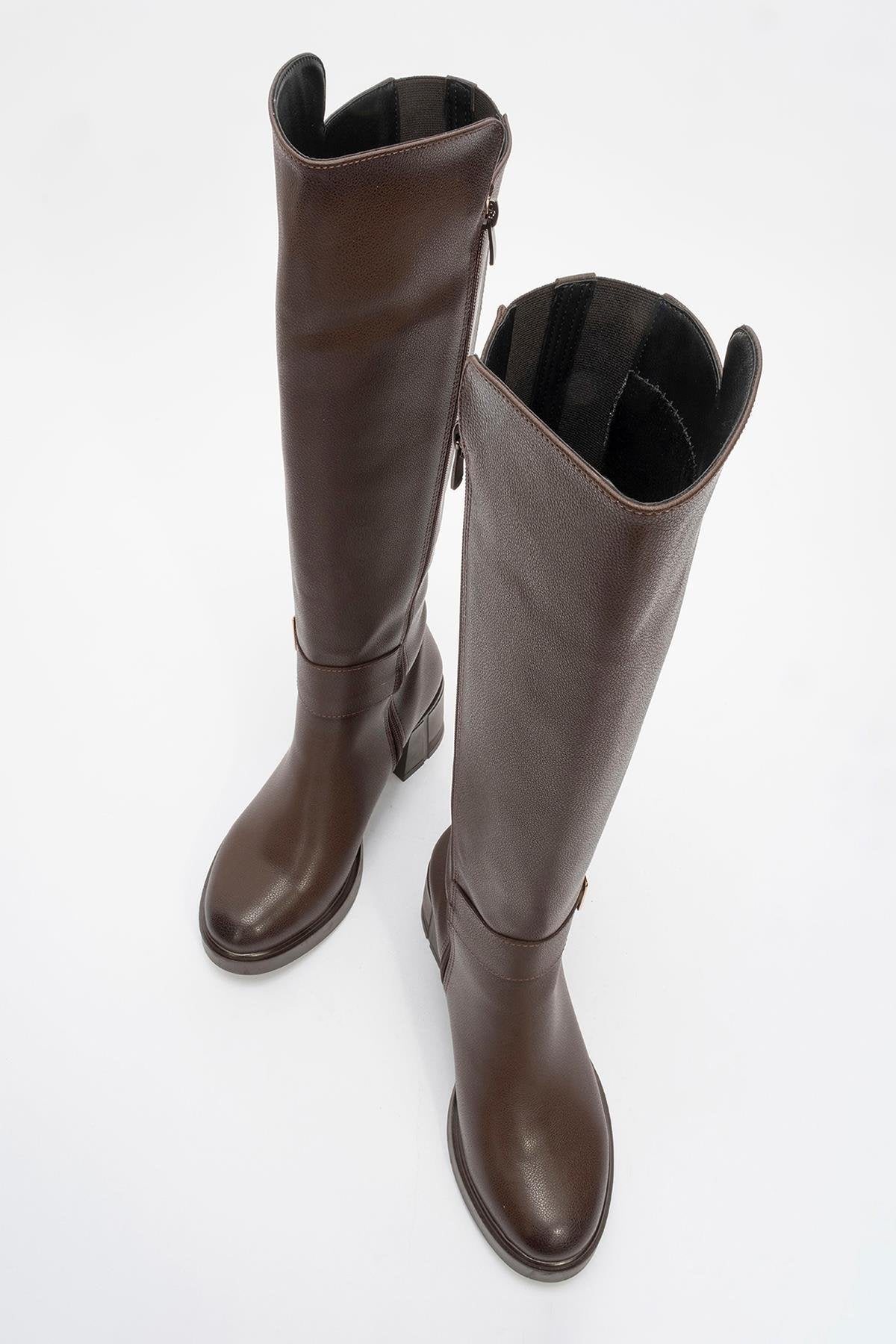 Moreni - Cognac Block Heel Knee-High Boot (Women)