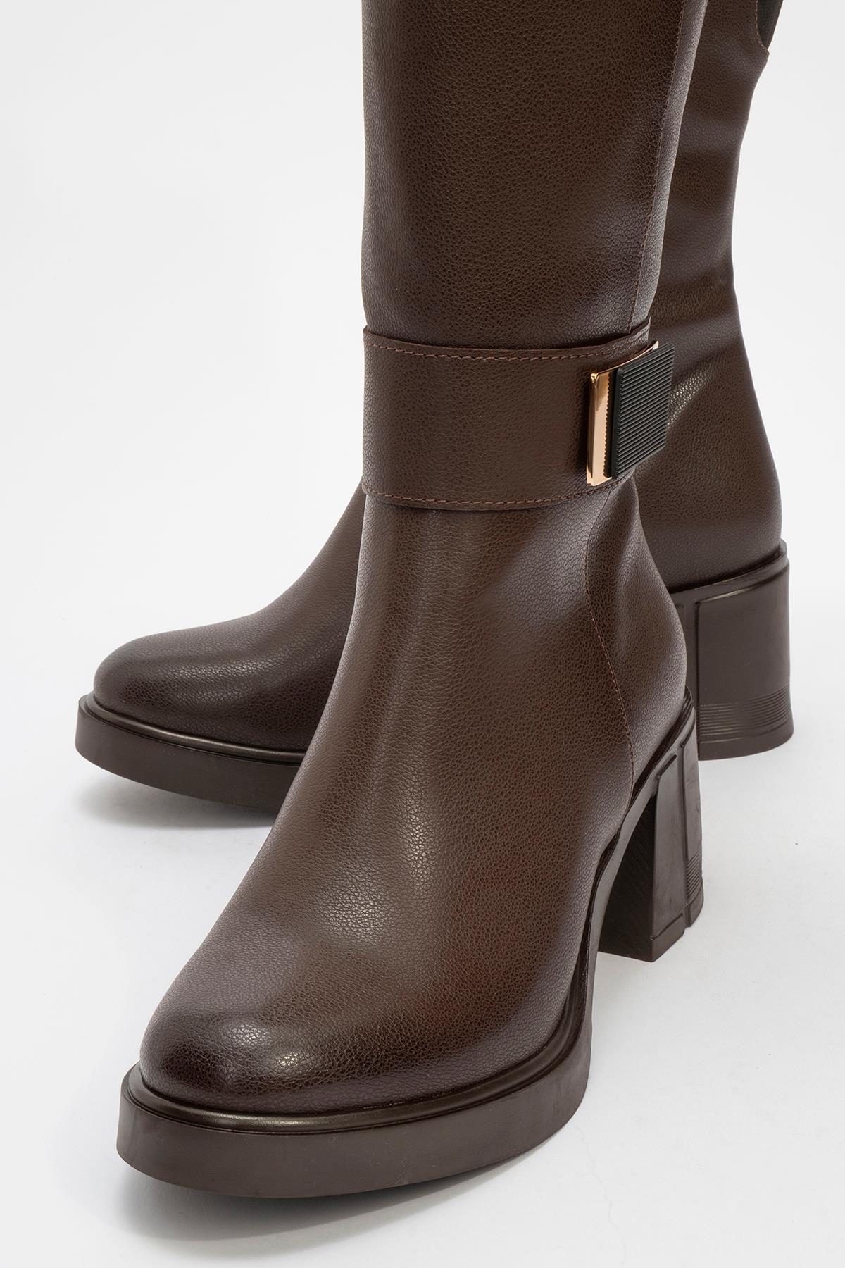 Moreni - Cognac Block Heel Knee-High Boot (Women)