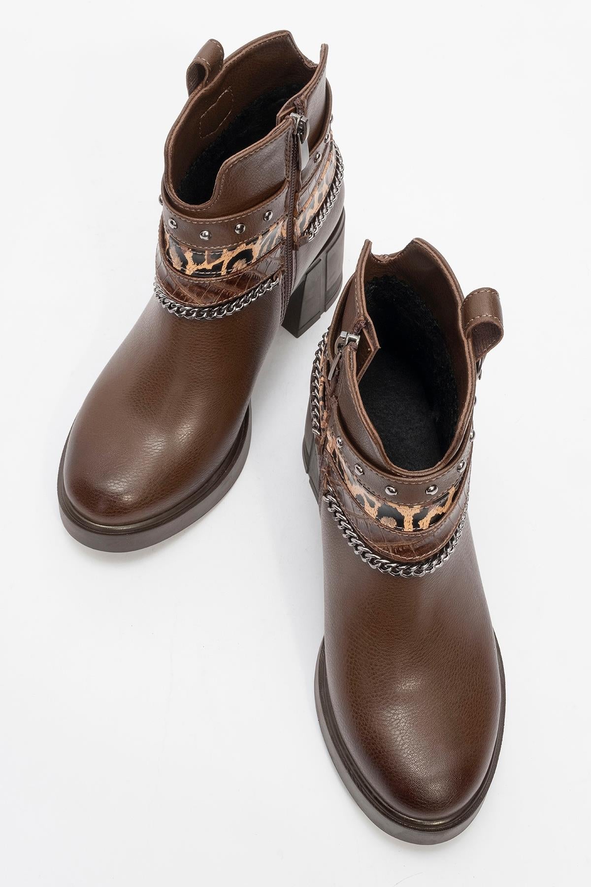 Boliva - Brown Belted Chain Boot (Women)