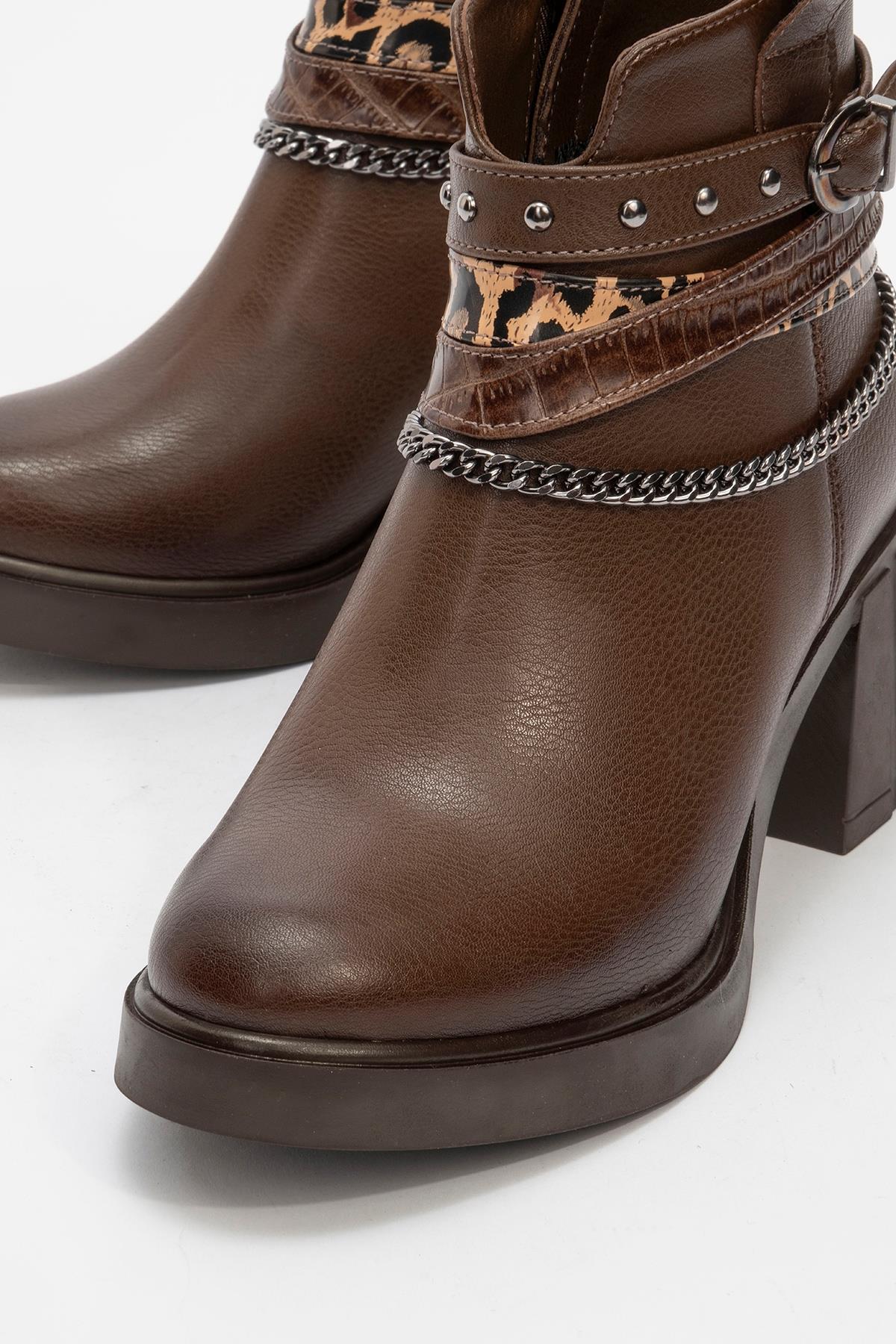 Boliva - Brown Belted Chain Boot (Women)