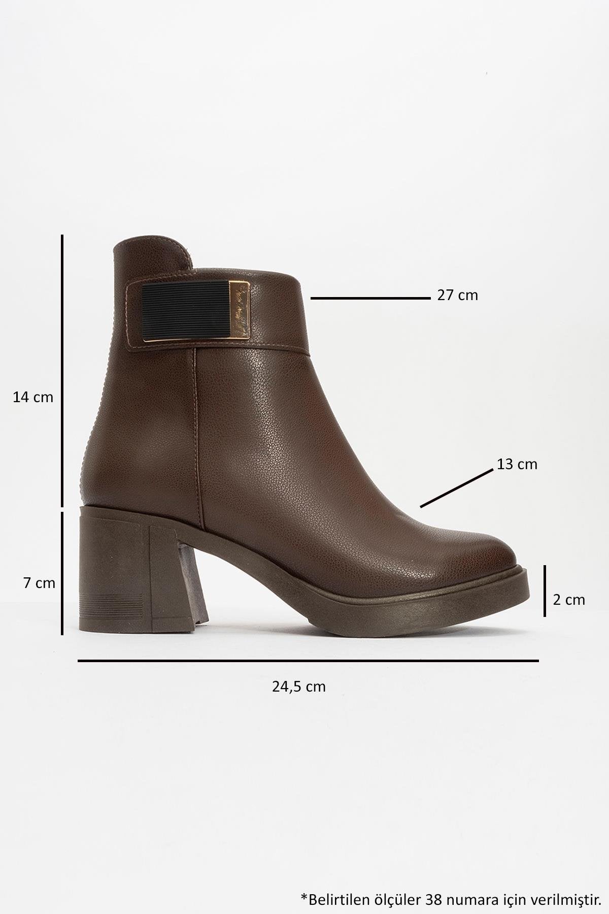 Rashe - Brown Buckled Block Heel Boot (Women)