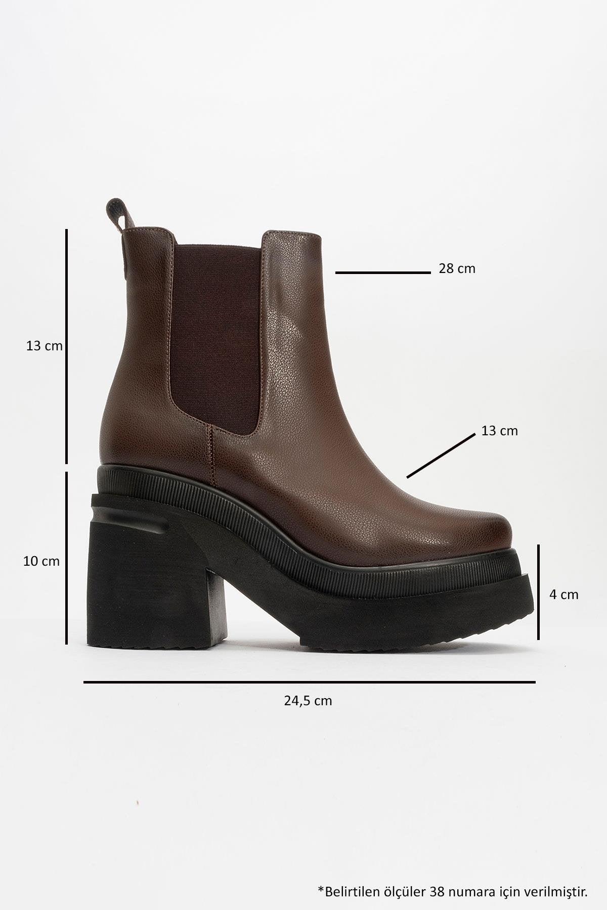 Emma - Brown Platform Heel Boot (Women)