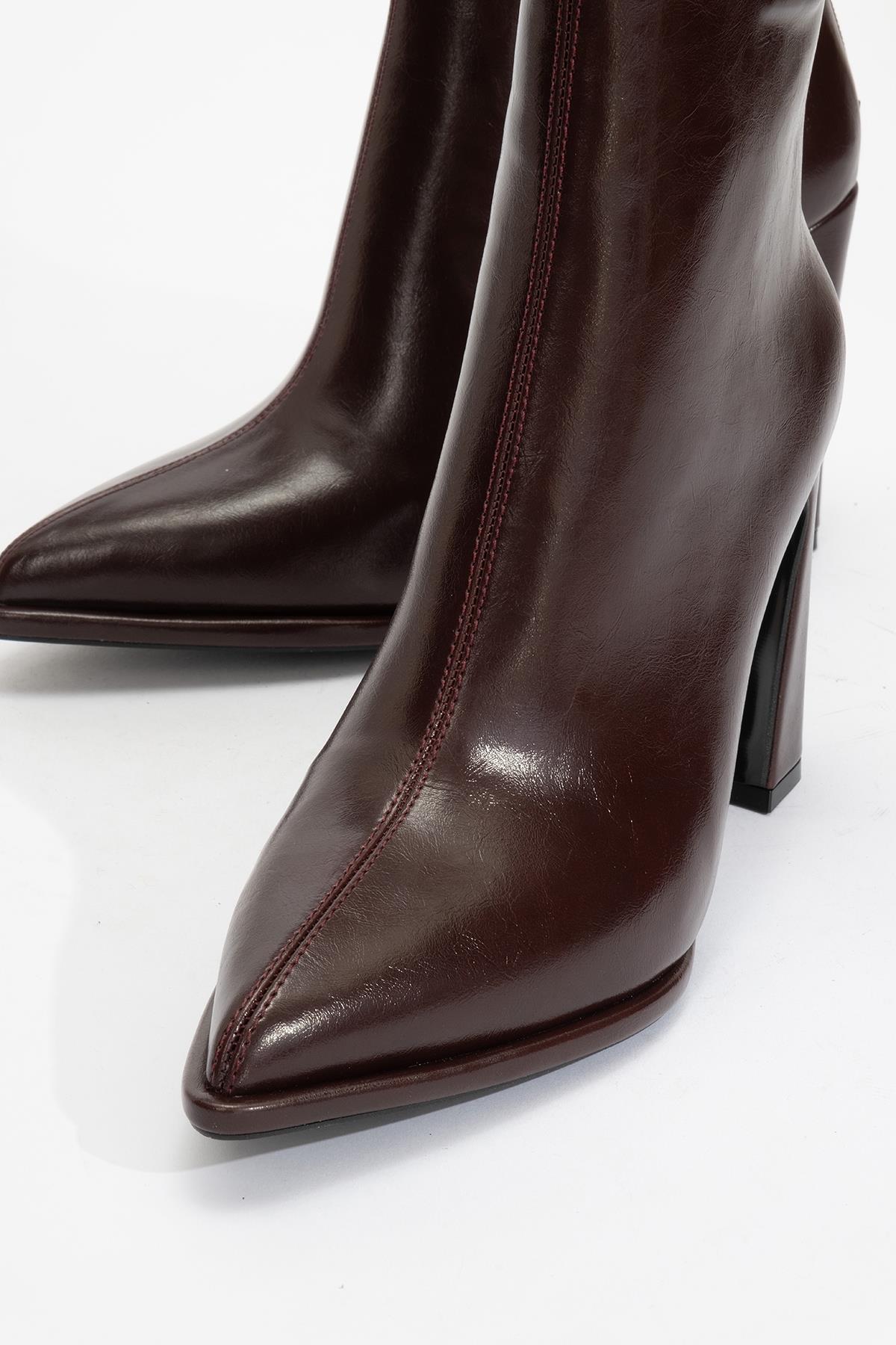 Aja - Burgundy Block Heel Convertible Knee-High Boot (Women)