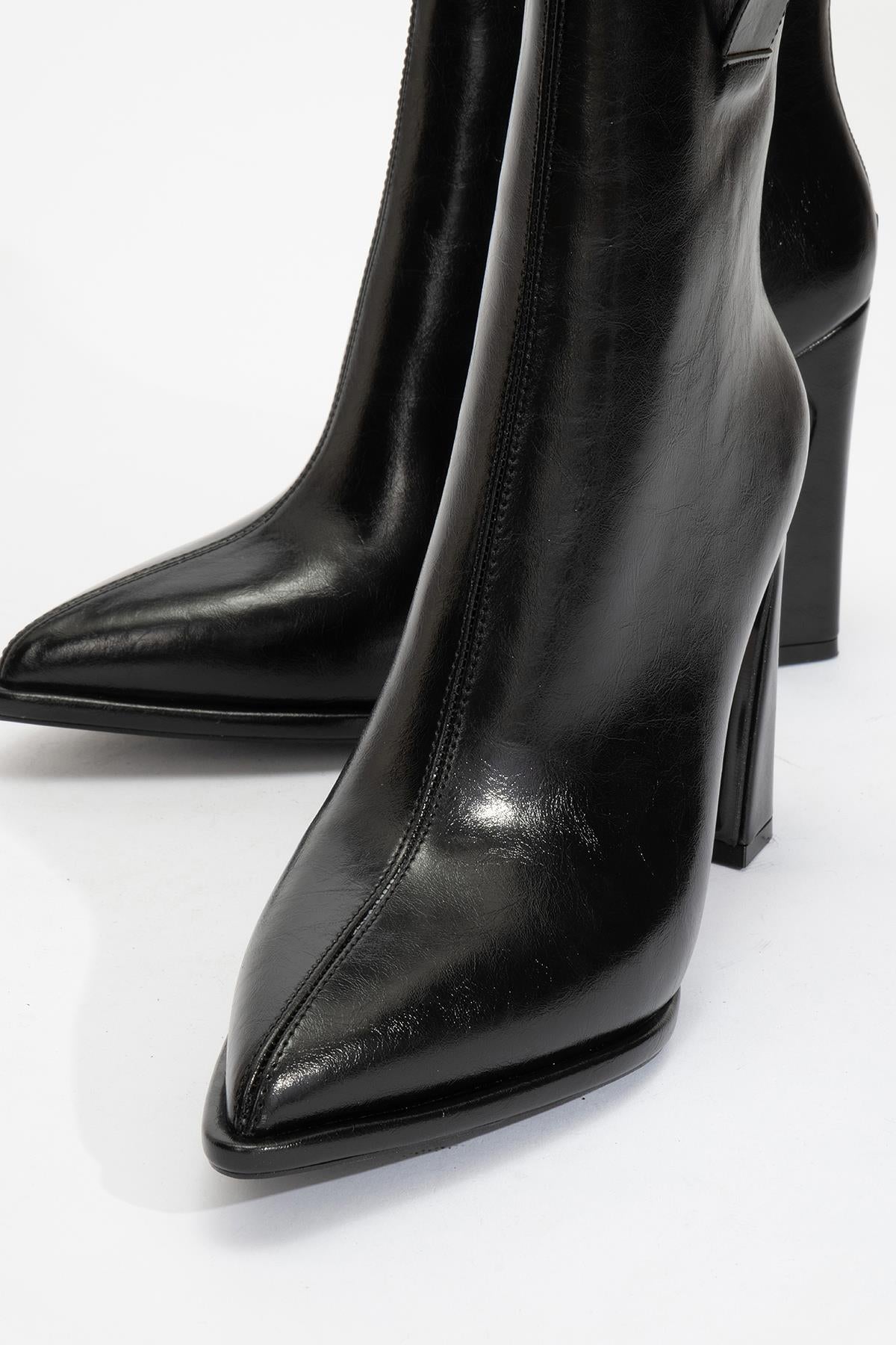 Aja - Black Block Heel Convertible Knee-High Boot (Women)