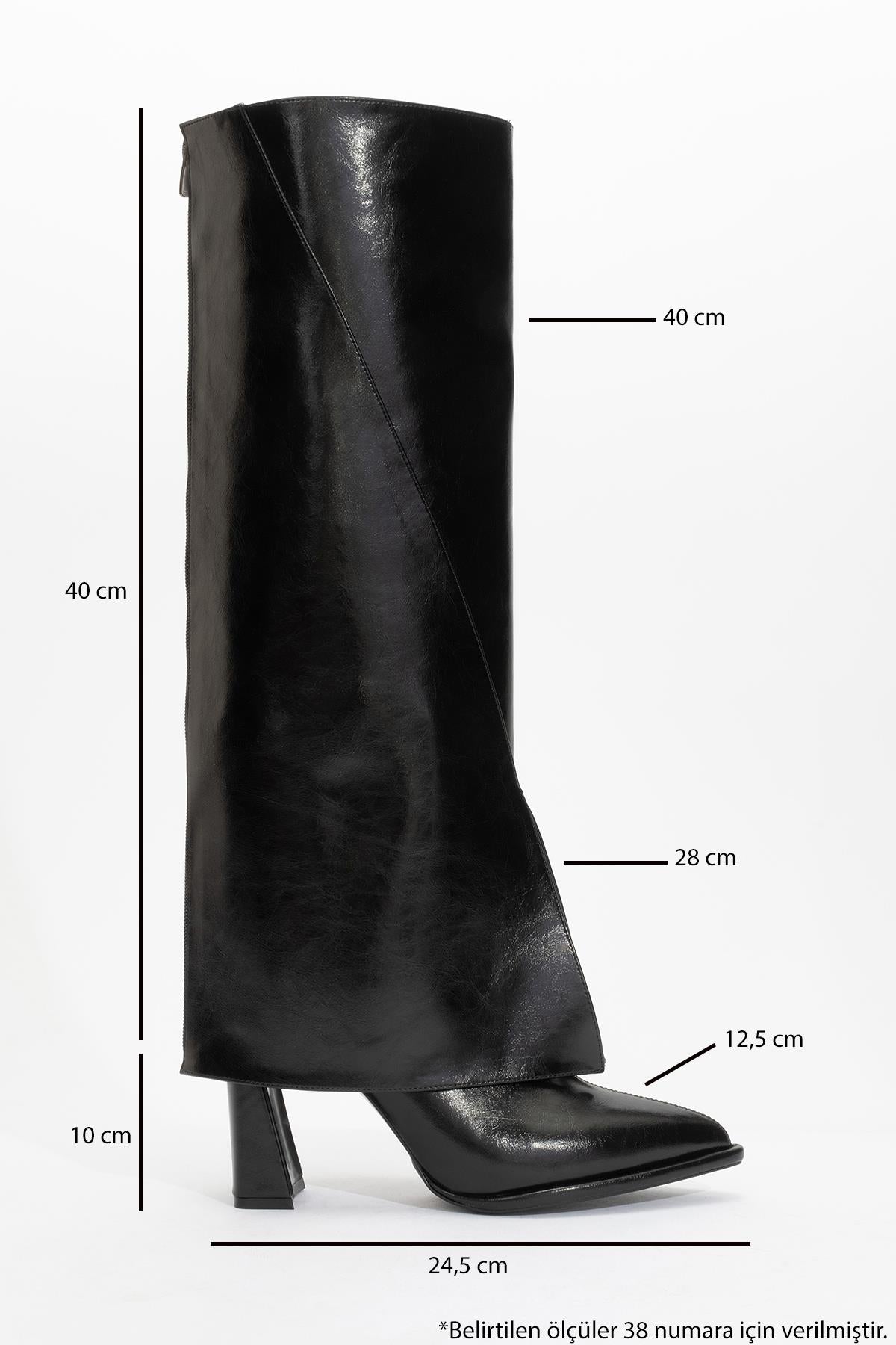 Aja - Black Block Heel Convertible Knee-High Boot (Women)