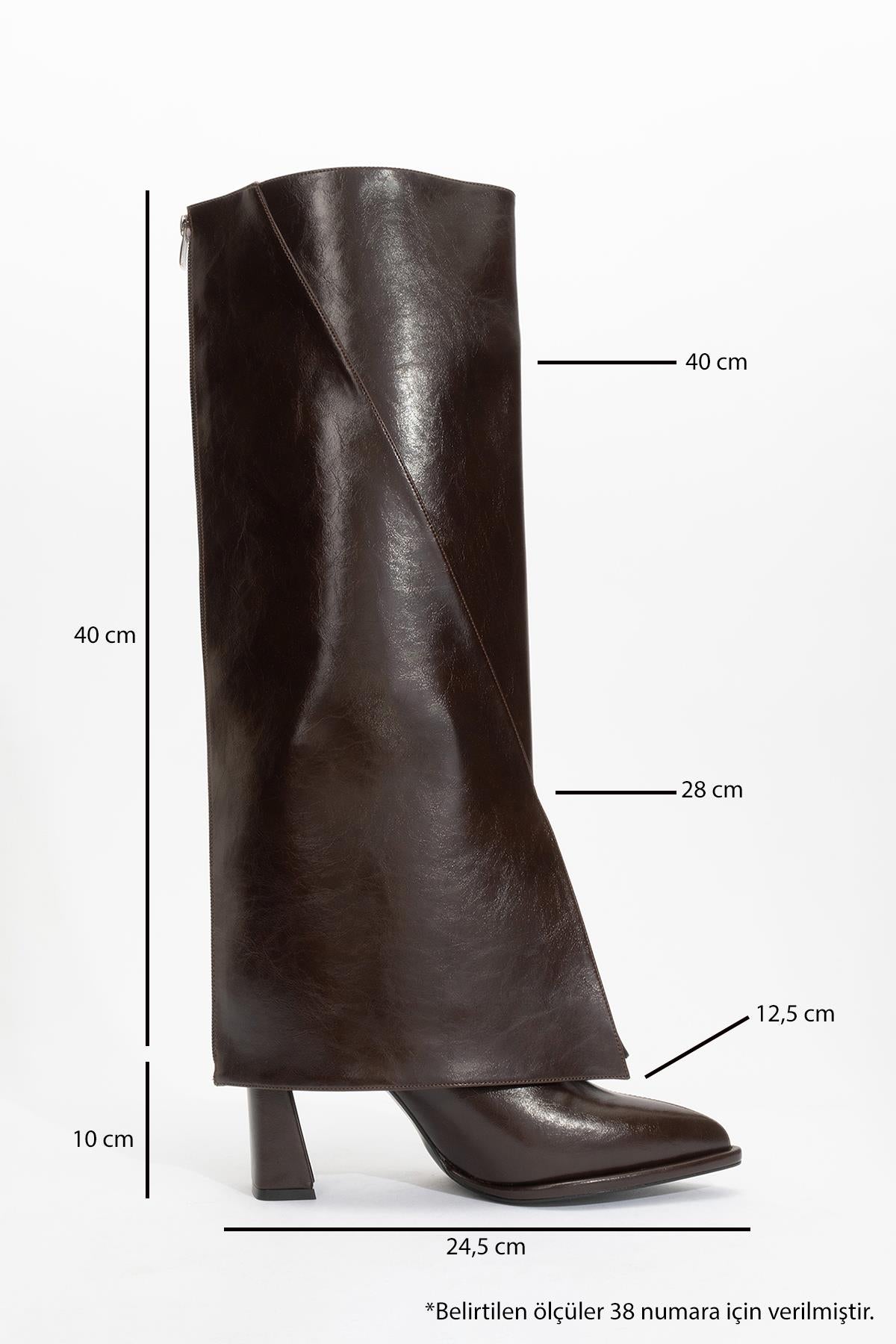 Aja - Brown Block Heel Convertible Knee-High Boot (Women)