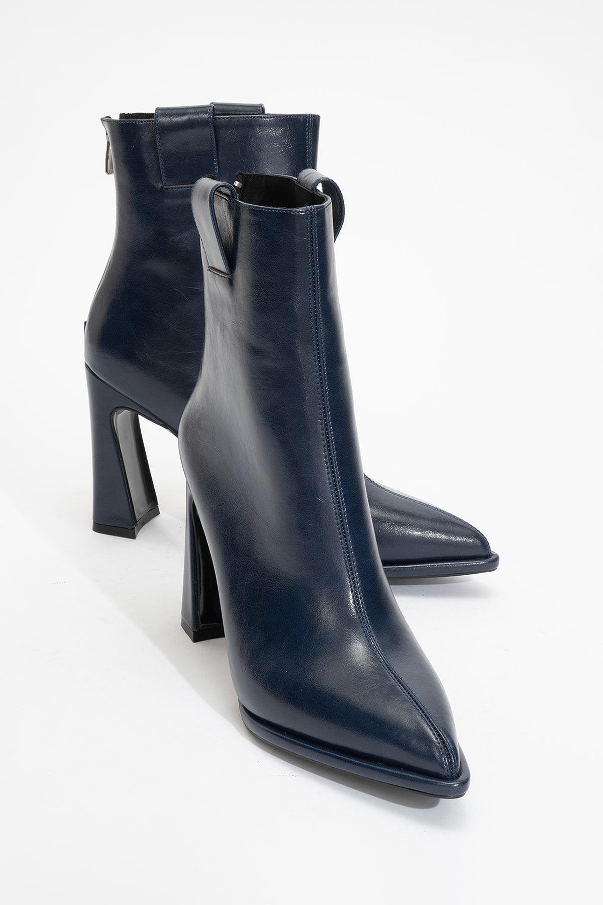 Aja - Navy Block Heel Convertible Knee-High Boot (Women)