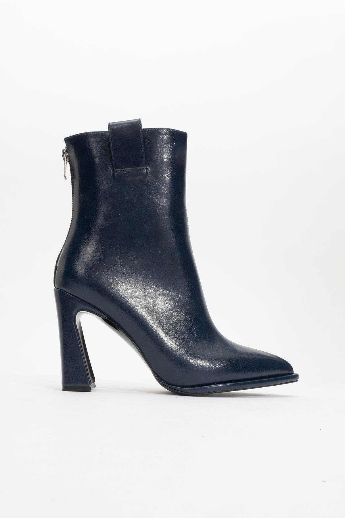Aja - Navy Block Heel Convertible Knee-High Boot (Women)