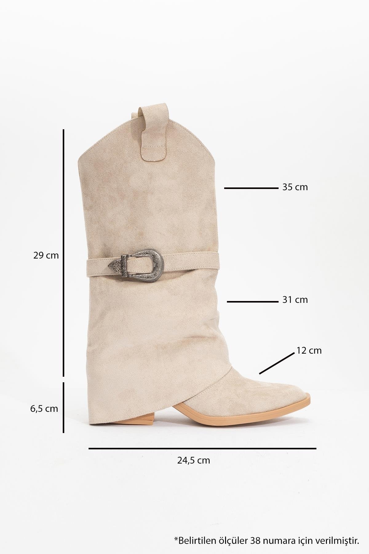 Okus - Beige Buckle Block Heel Ankle Boot (Women)