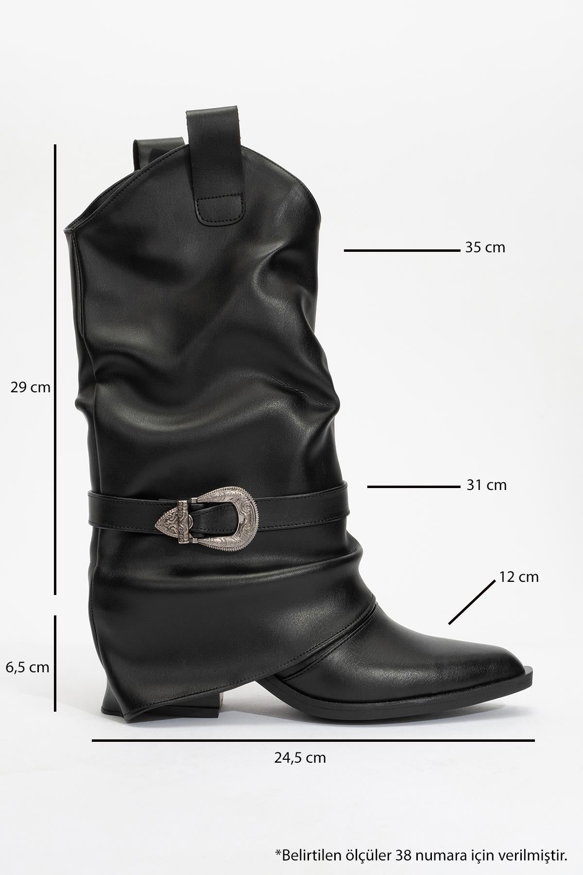 Okus - Black Buckle Block Heel Ankle Boot (Women)