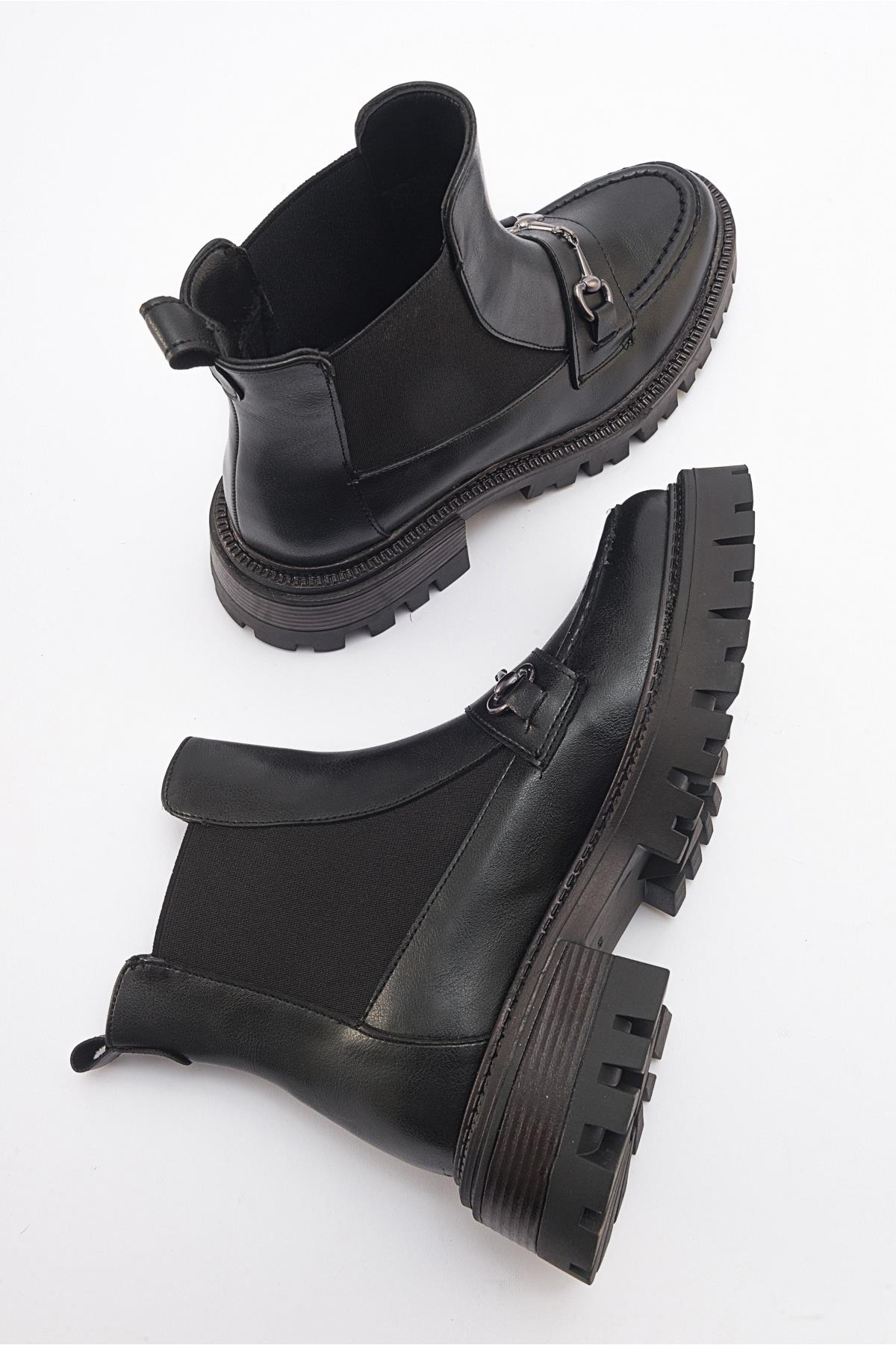 Vesper Black Buckled Chelsea Boot (Women)