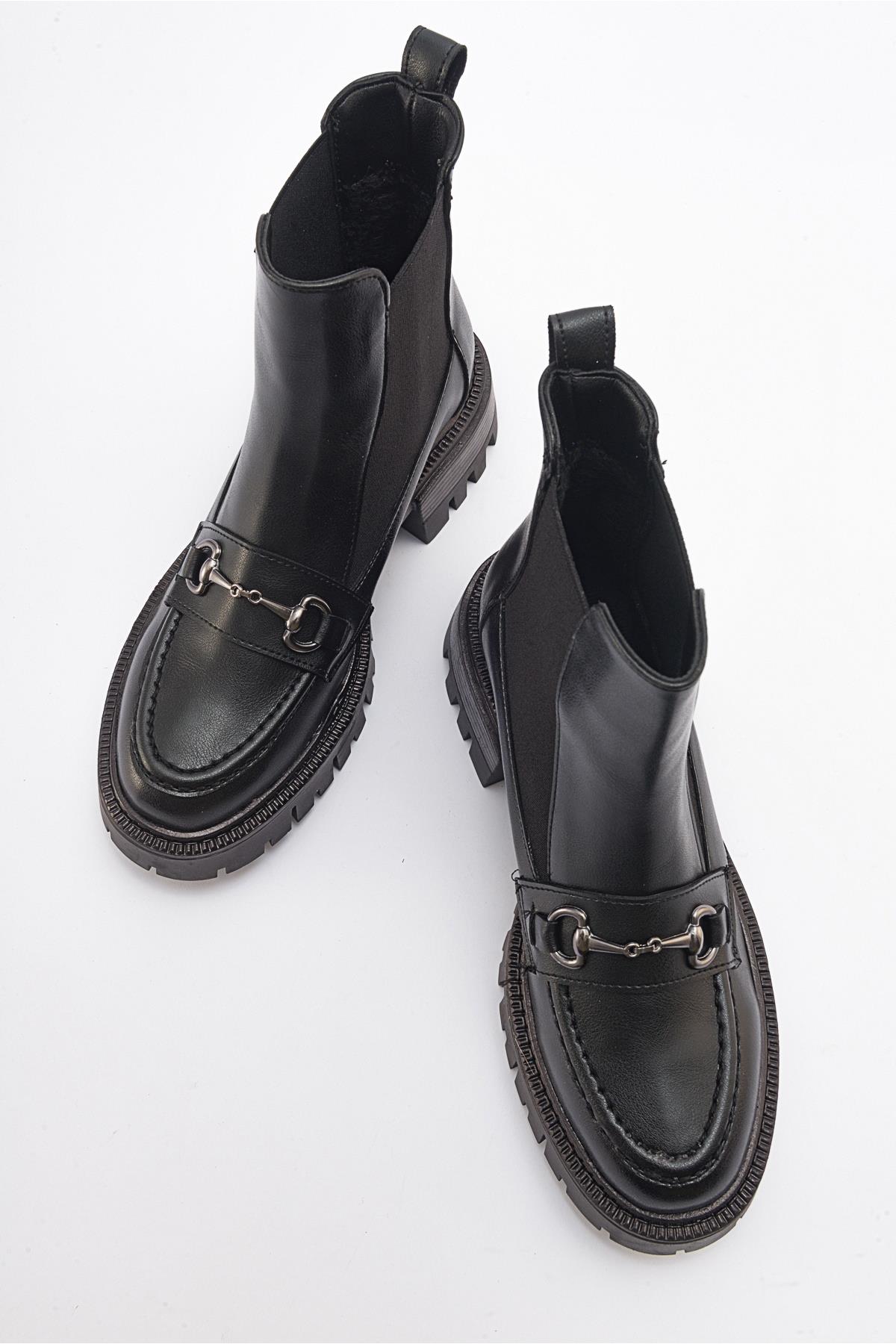 Vesper Black Buckled Chelsea Boot (Women)