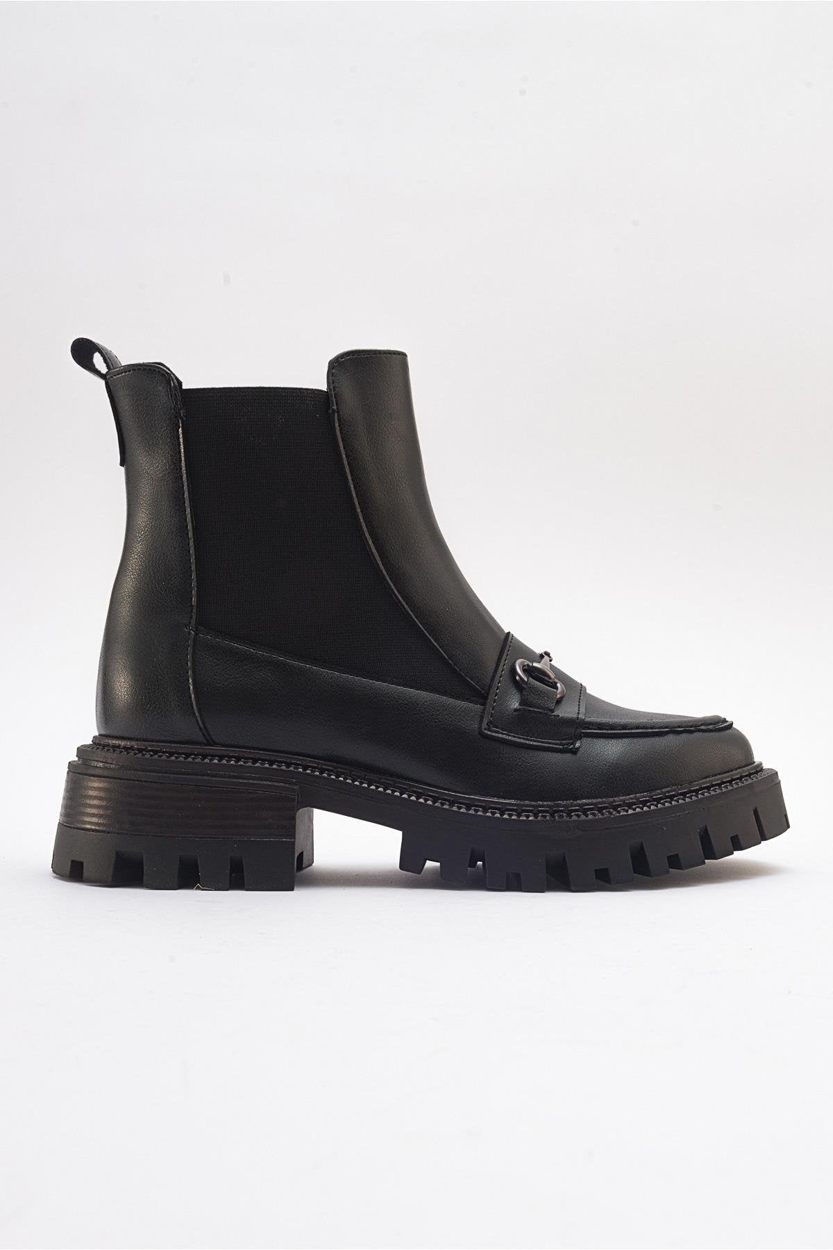 Vesper Black Buckled Chelsea Boot (Women)