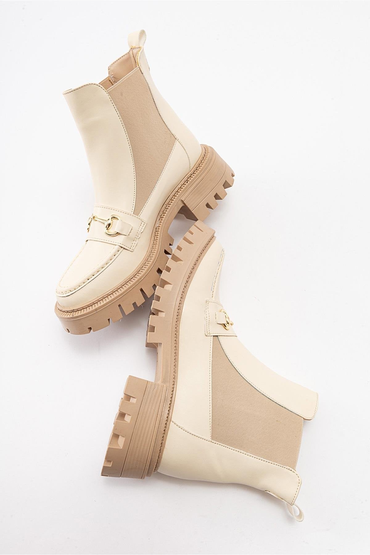 Vesper Beige Buckled Chelsea Boot (Women)