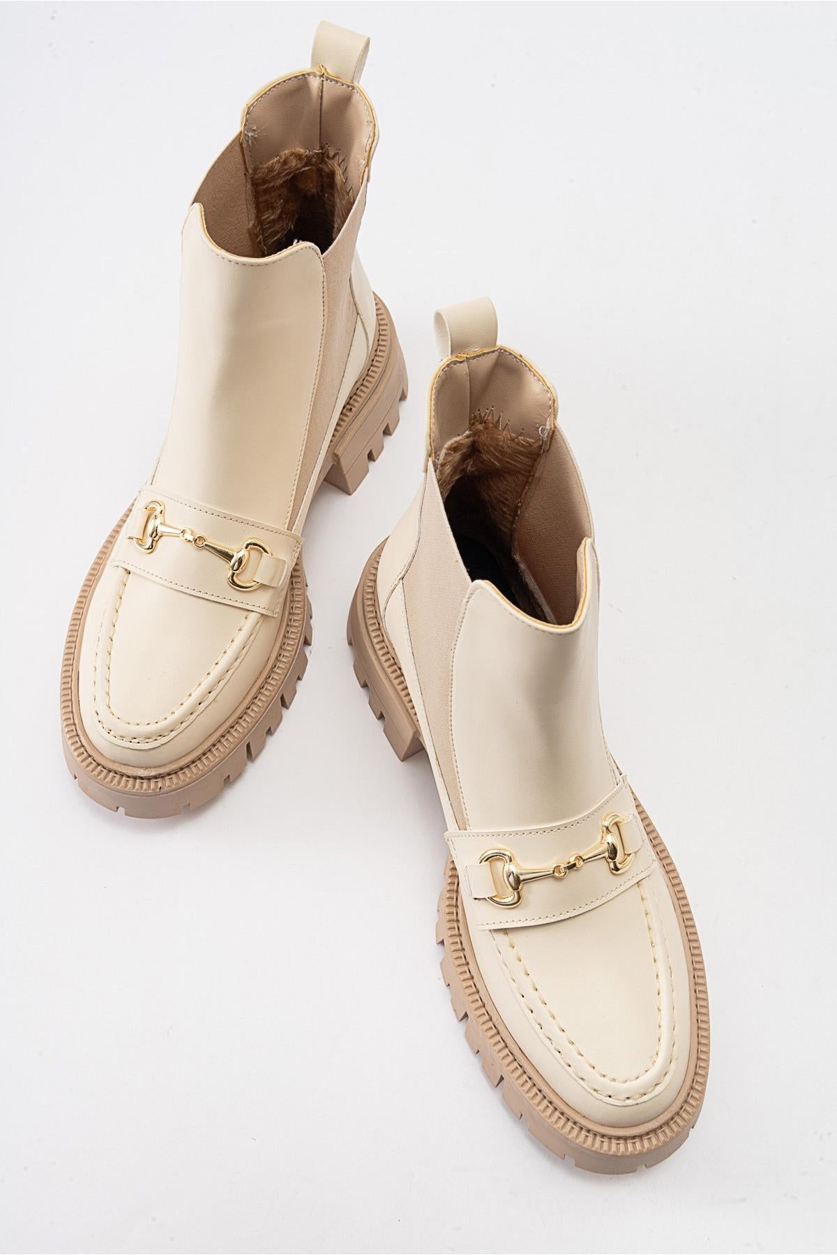 Vesper Beige Buckled Chelsea Boot (Women)