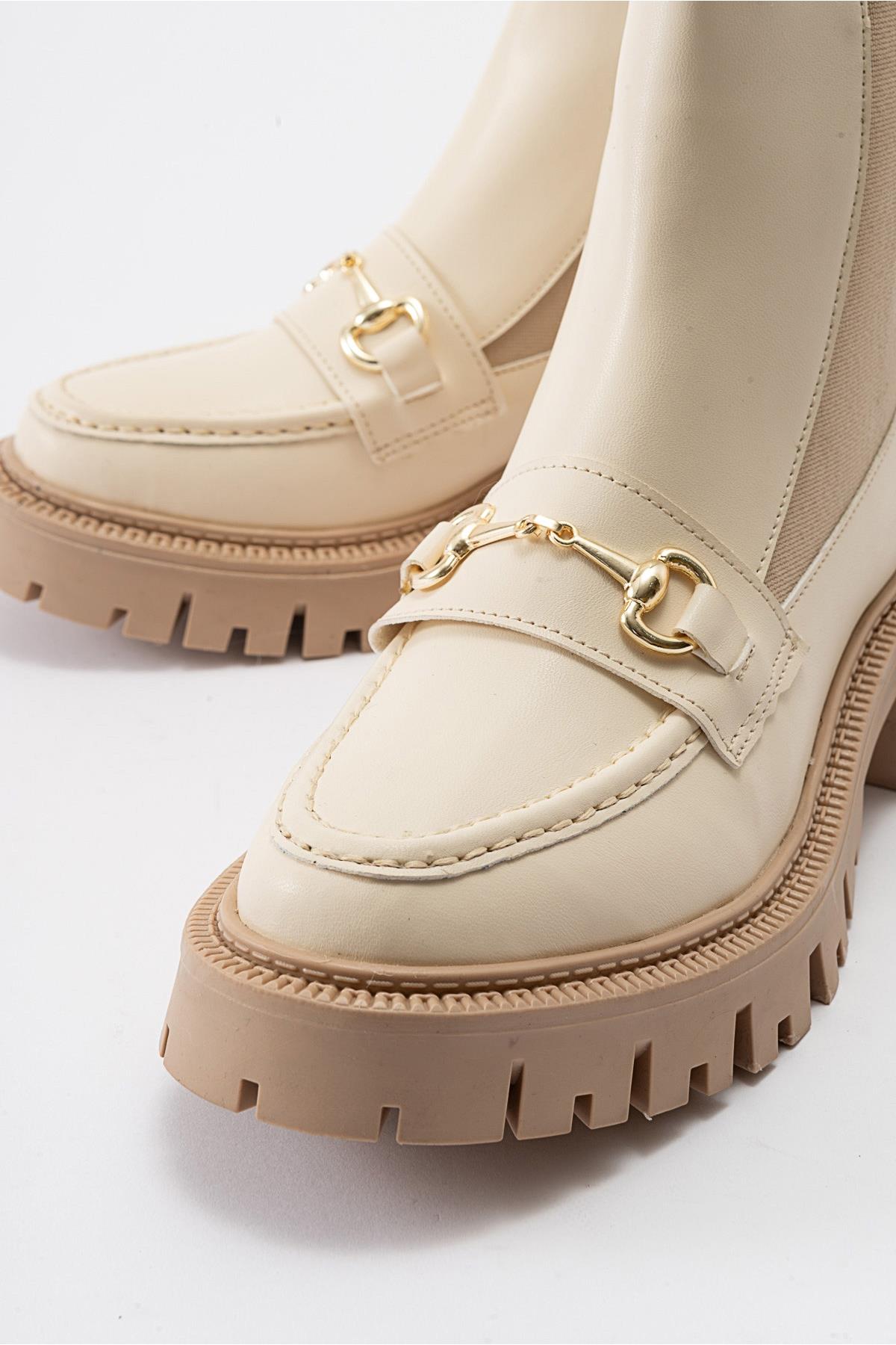 Vesper Beige Buckled Chelsea Boot (Women)