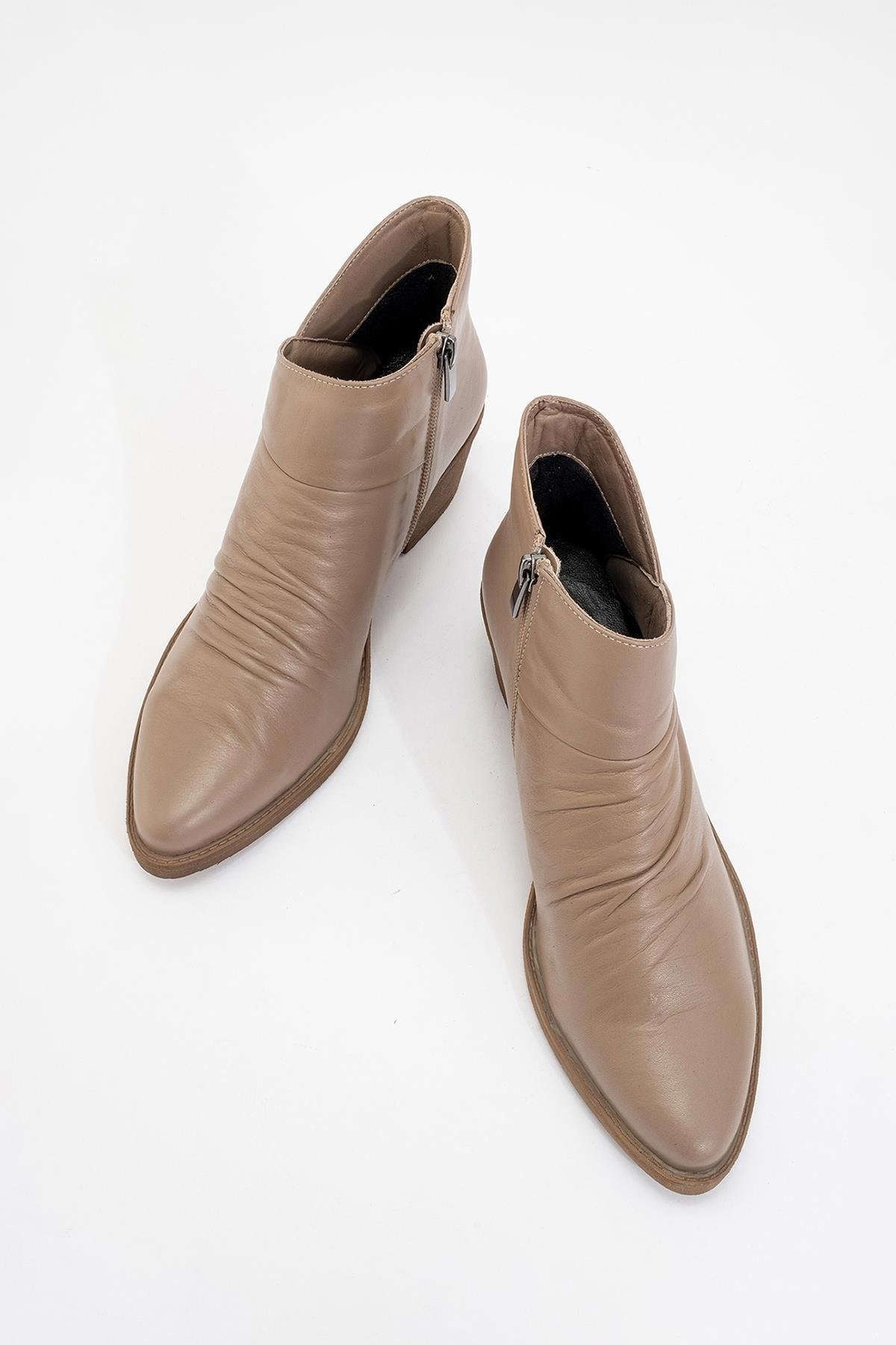Rule - Taupe Genuine Leather Block Heel Boot (Women)