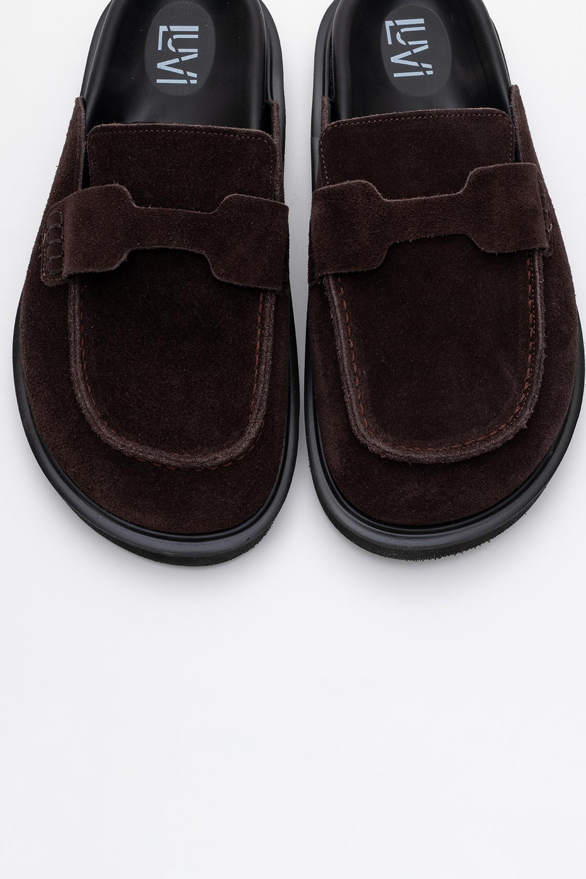 Laven - Brown Genuine Leather Slipper (Women)