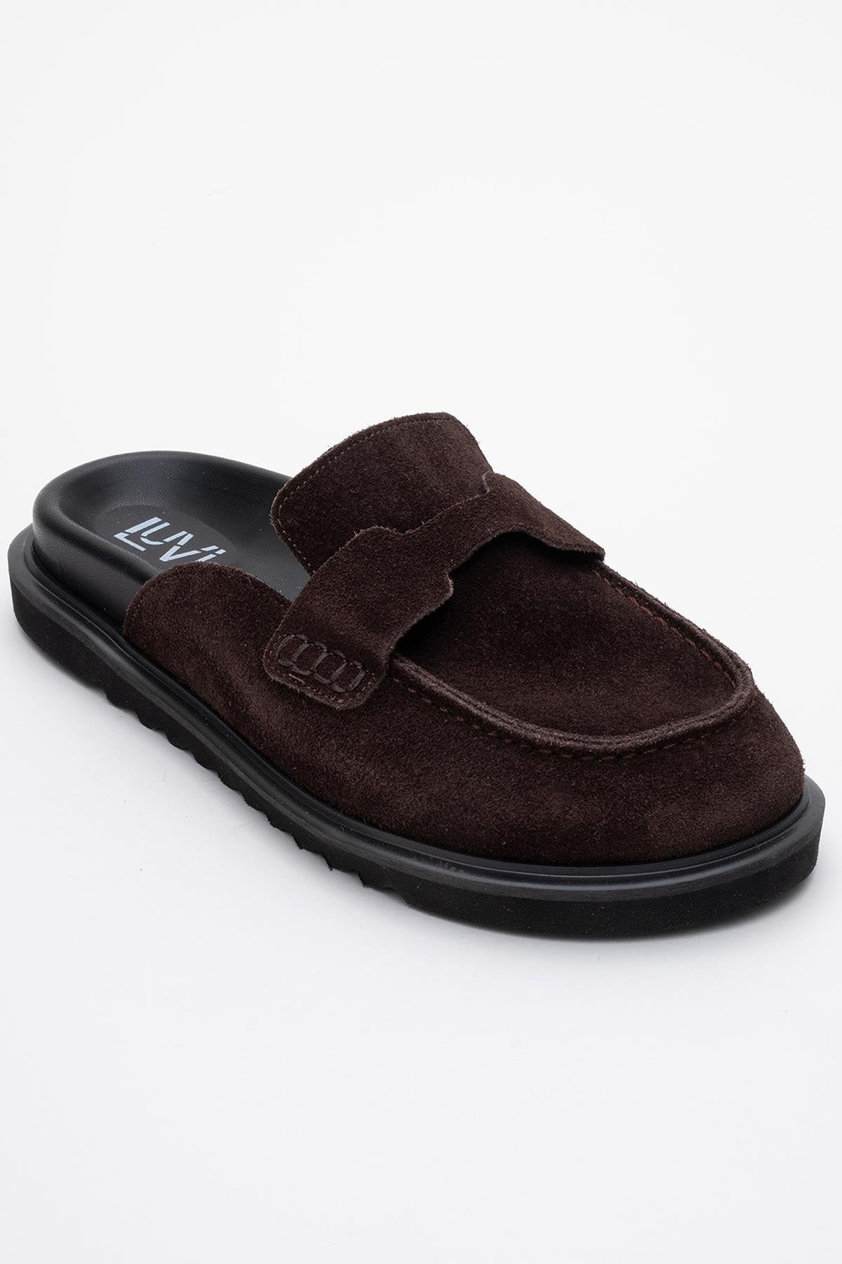 Laven - Brown Genuine Leather Slipper (Women)
