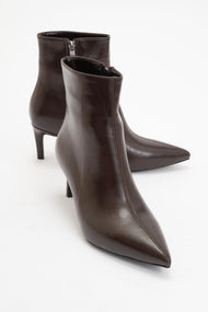 Noya - Brown Pointed Toe Stiletto Heel Boot (Women)
