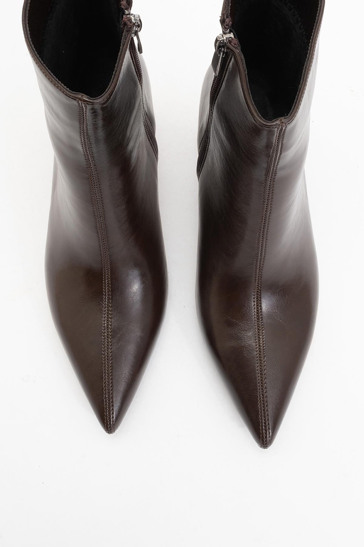 Noya - Brown Pointed Toe Stiletto Heel Boot (Women)